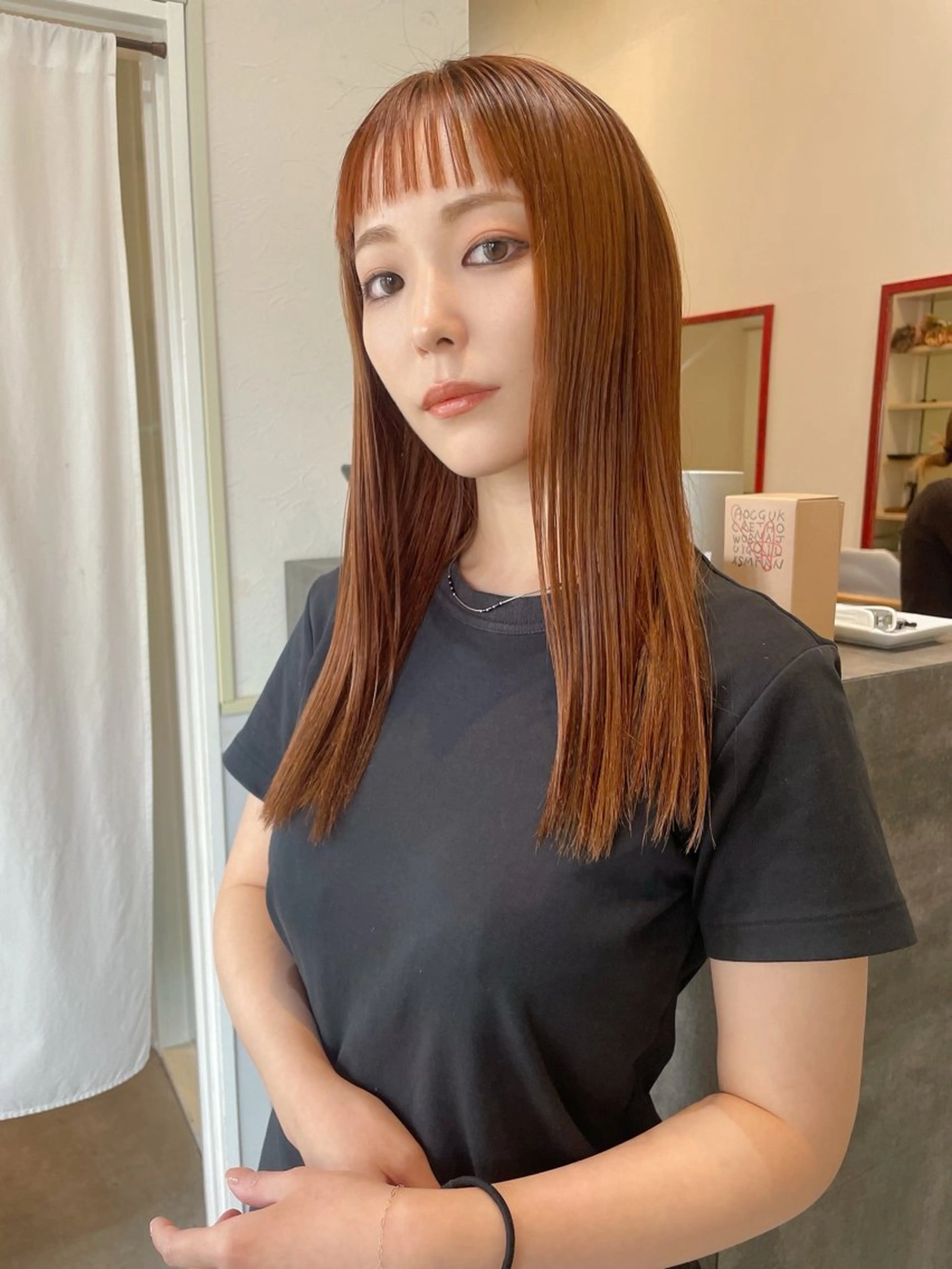 ロング カラー ブリーチ 透明感カラー ダブルカラー ブリーチなしカラー オレンジ カット ヘアカラー トリートメント 🌈高田大夢似合わせ 透明感カラー🌈のヘアスタイル