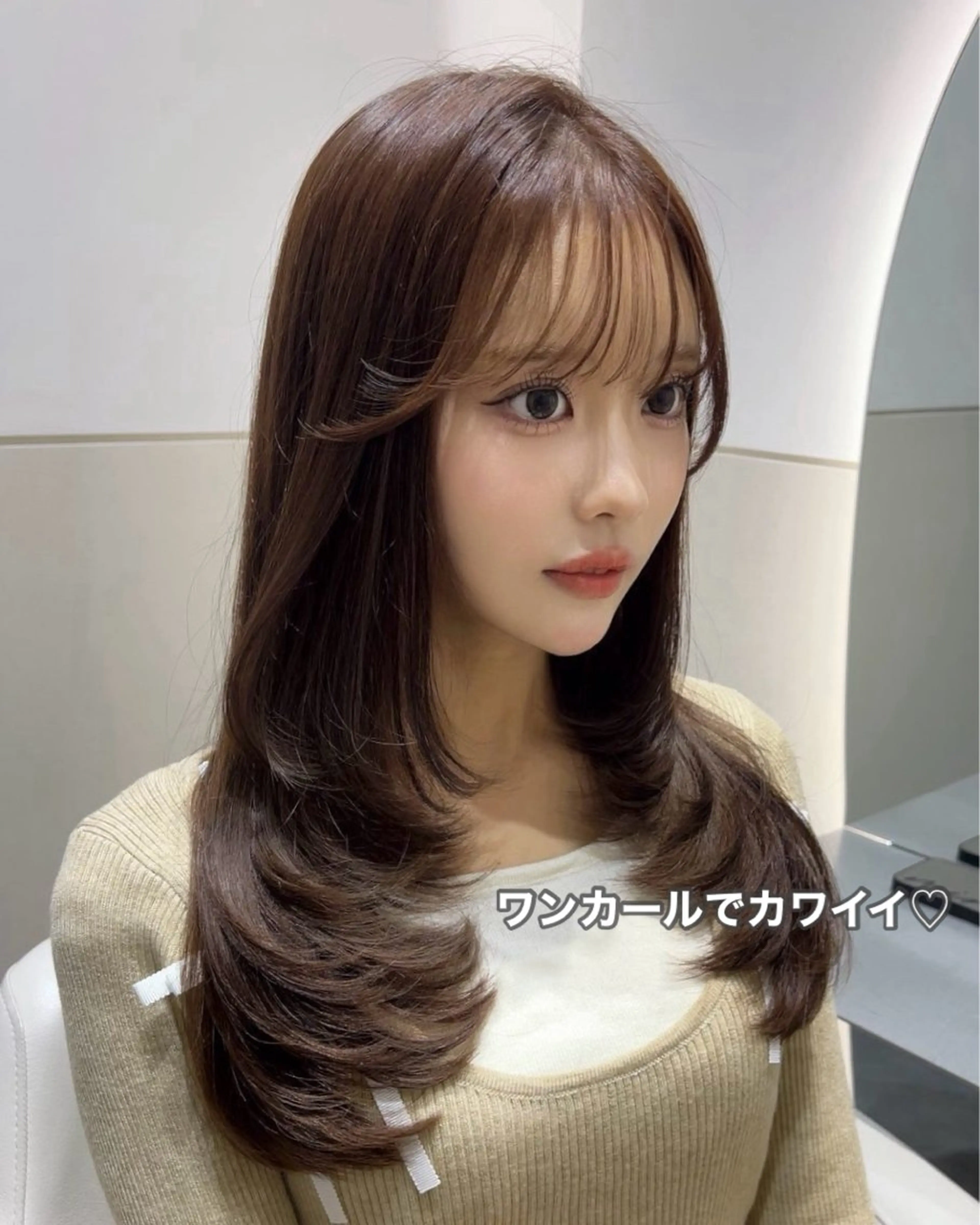 セミロング キッズ カット ヘアカラー トリートメント 🩷韓国ヘア/ヨシン モリ🩷Maikaのヘアスタイル