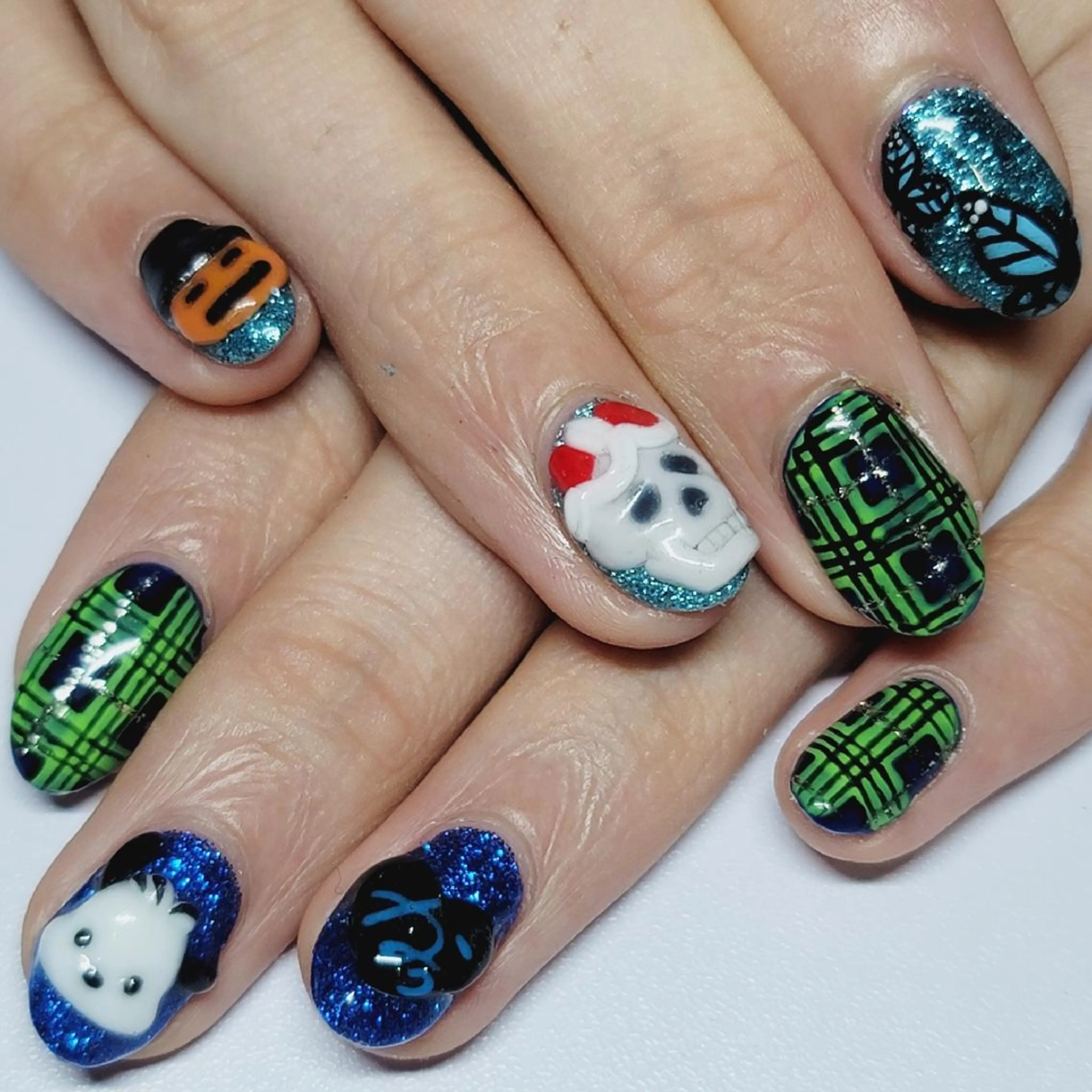 ネイル アートネイル ブルー ラメ(グリッター) ネイビー ハンドネイル よしだ ひろきのネイルデザイン