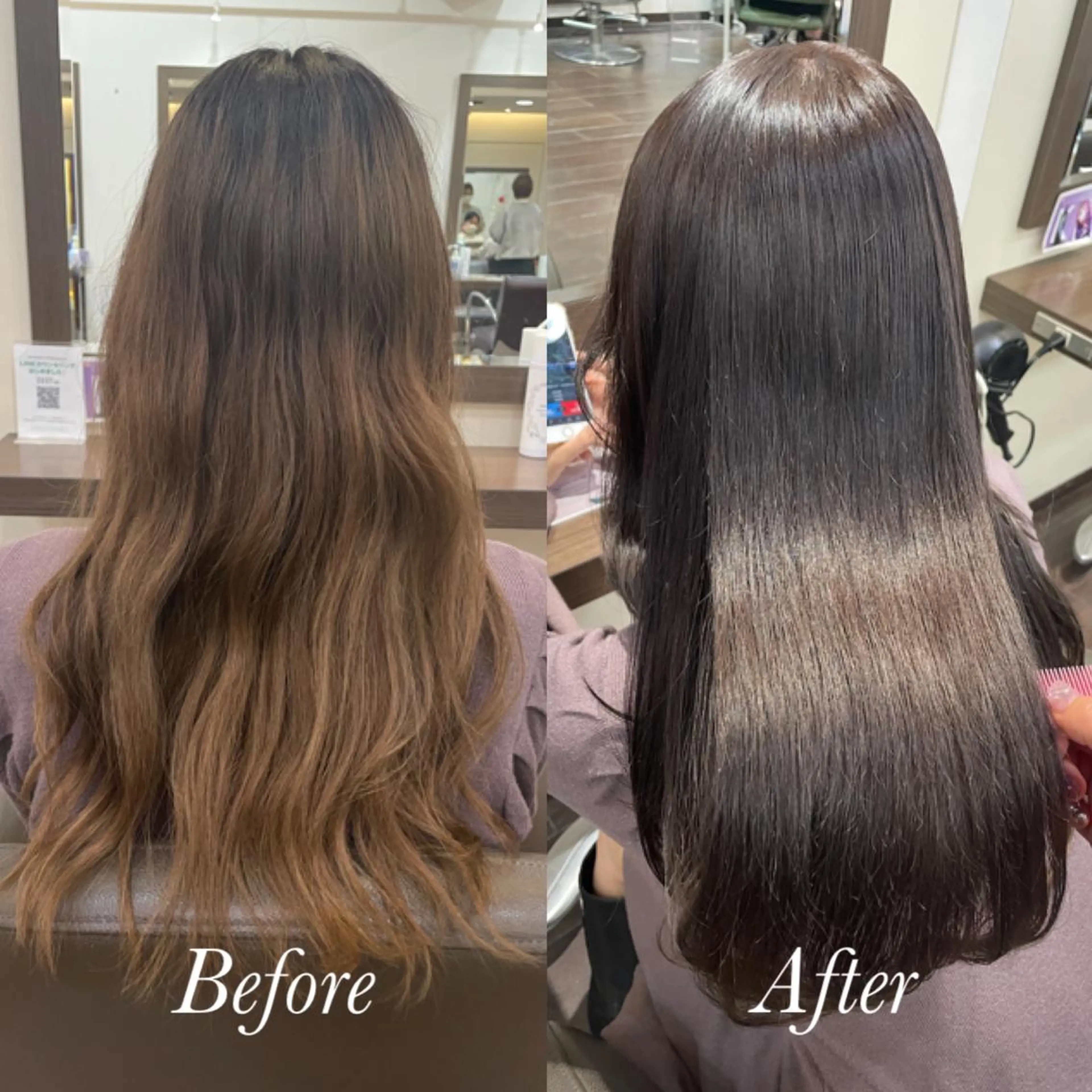 ロング カラー ブラウンカラー ラベンダーカラー 髪質改善 ヘアカラー トリートメント aya/小顔レイヤー /柔らかカラーのヘアスタイル