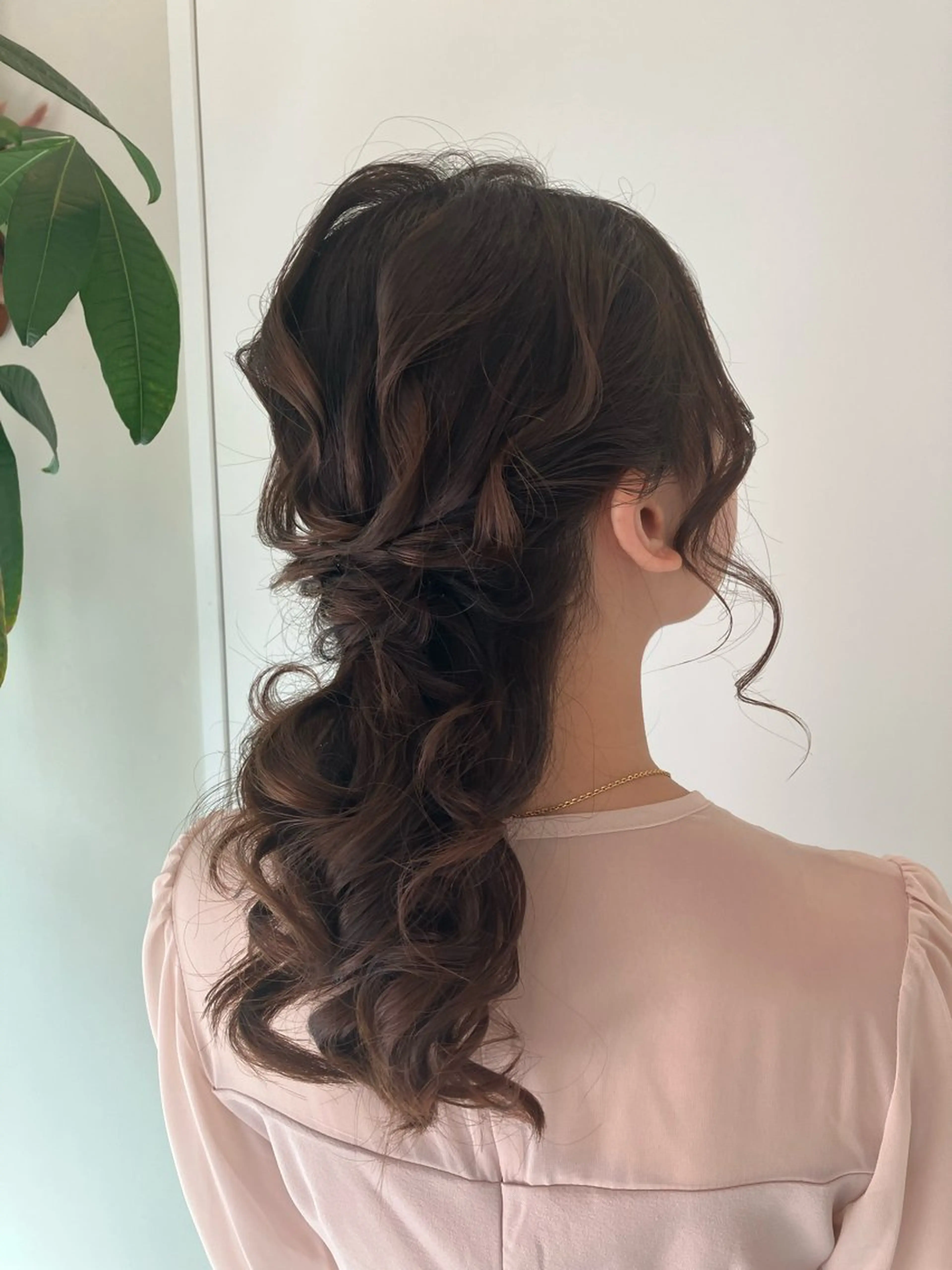 ヘアアレンジ ハーフアップ ポニーテール 結婚式・ブライダル Hair&Make Nahoのマツエク・マツパデザイン