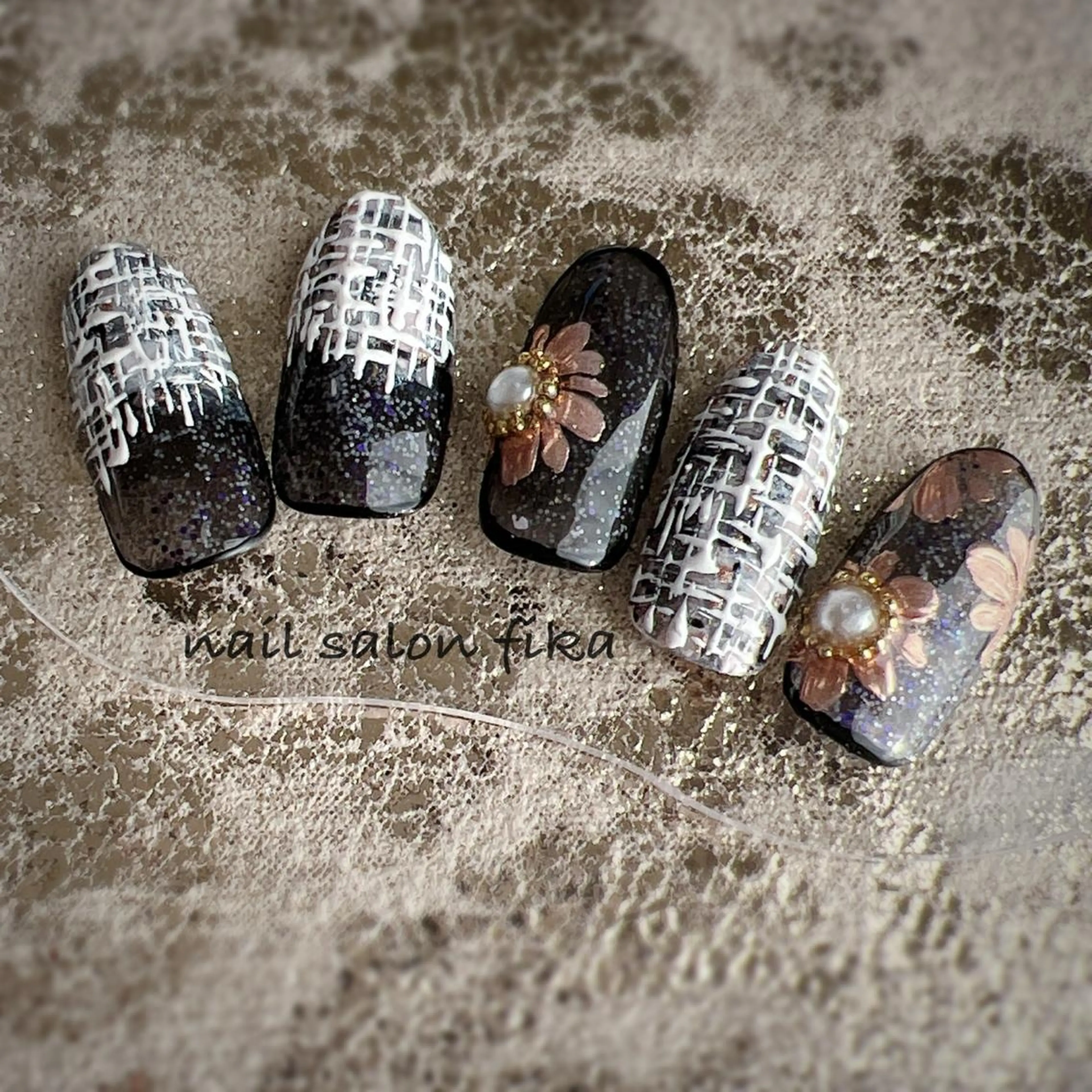 ネイル ツイードネイル ハンドネイル nail salon fikaのネイルデザイン