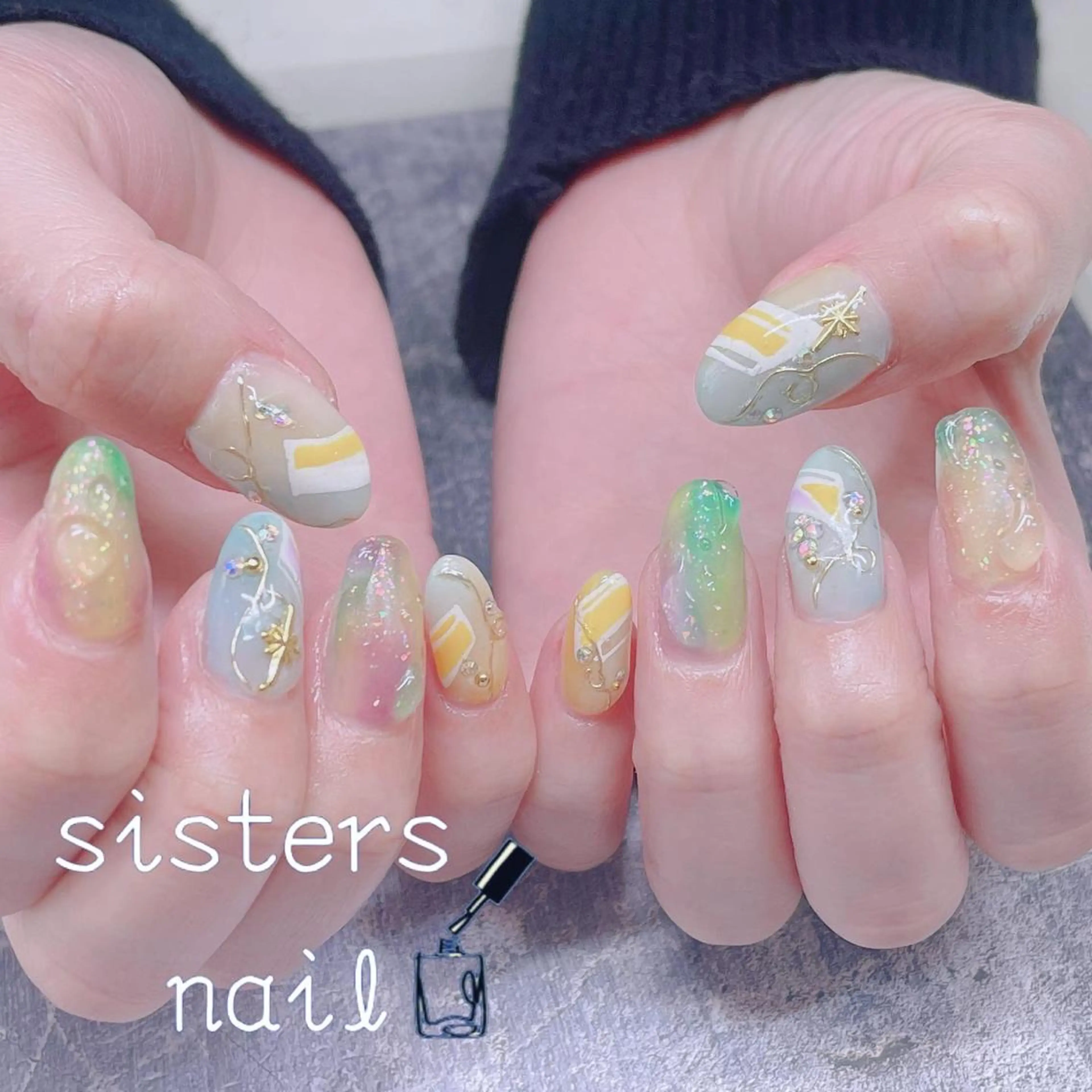 ネイル アートネイル 春ネイル 夏ネイル ハンドネイル ハンドケア sisters nail.fのネイルデザイン