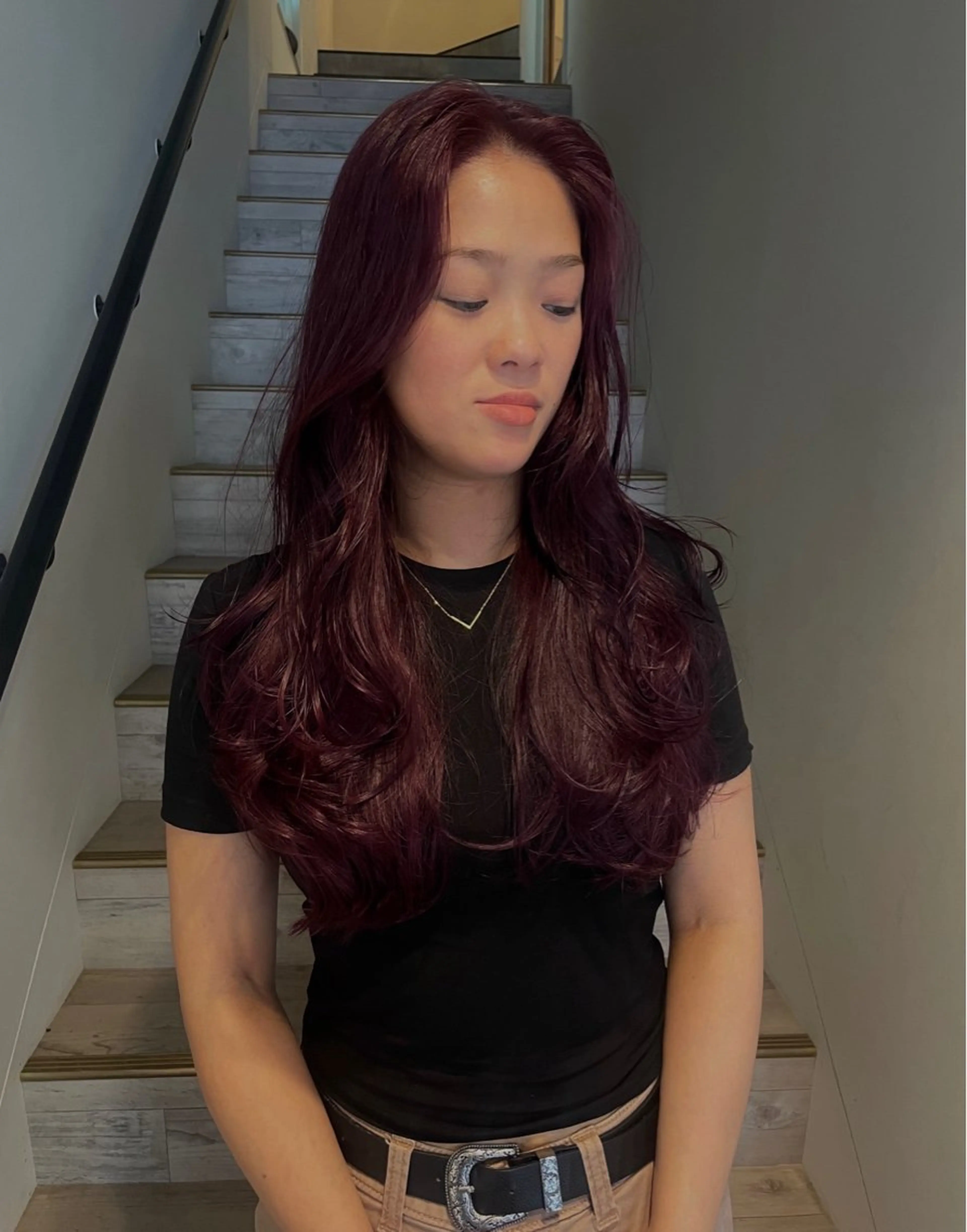 ロング カラー ラベンダーカラー ピンクカラー ピンクラベンダー レイヤーカット ヘアカラー 渋谷 留菜のヘアスタイル