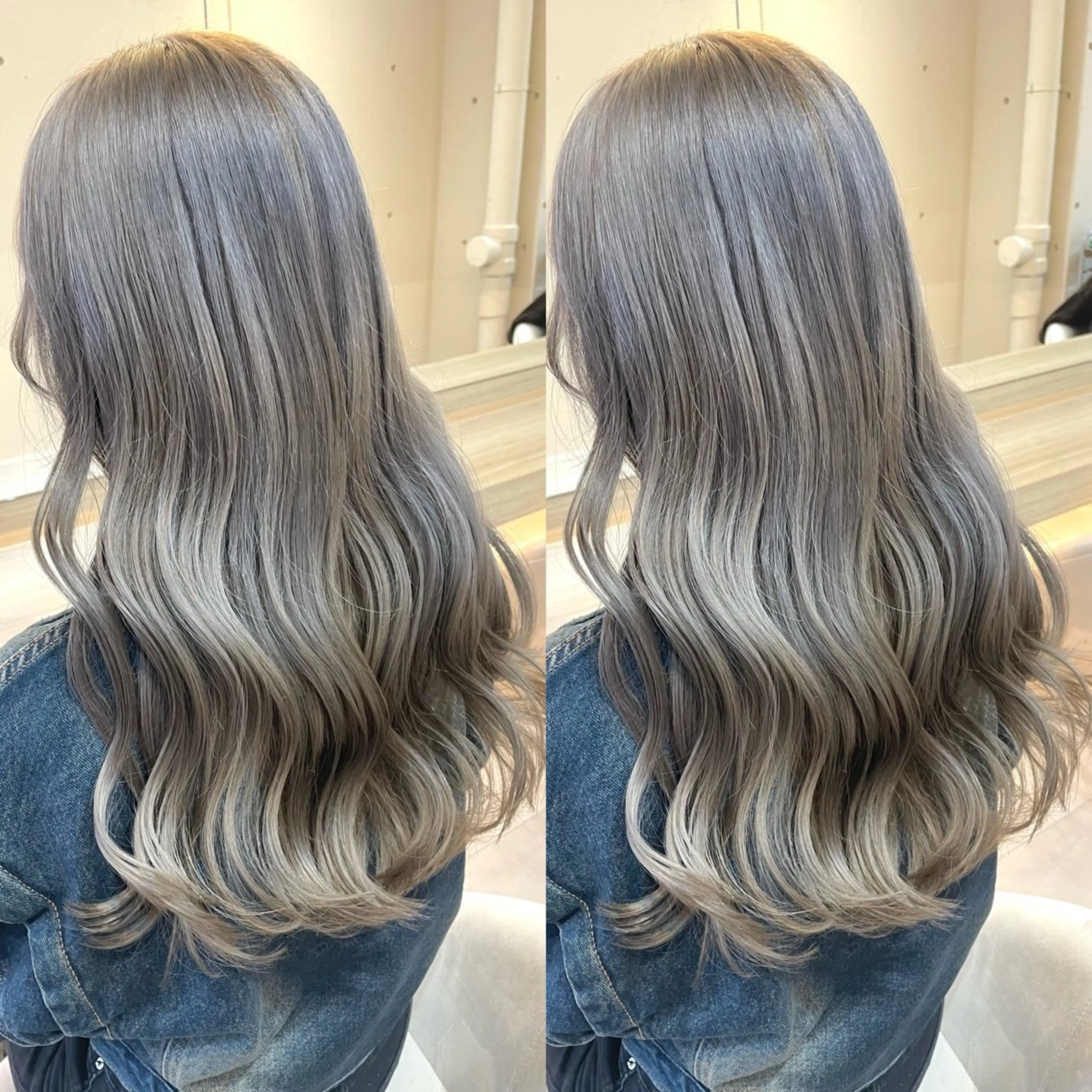 ロング カラー グレージュ ヘアカラー トリートメント ヘアセット ブリーチ無しダブル カラー🦕まどかのヘアスタイル