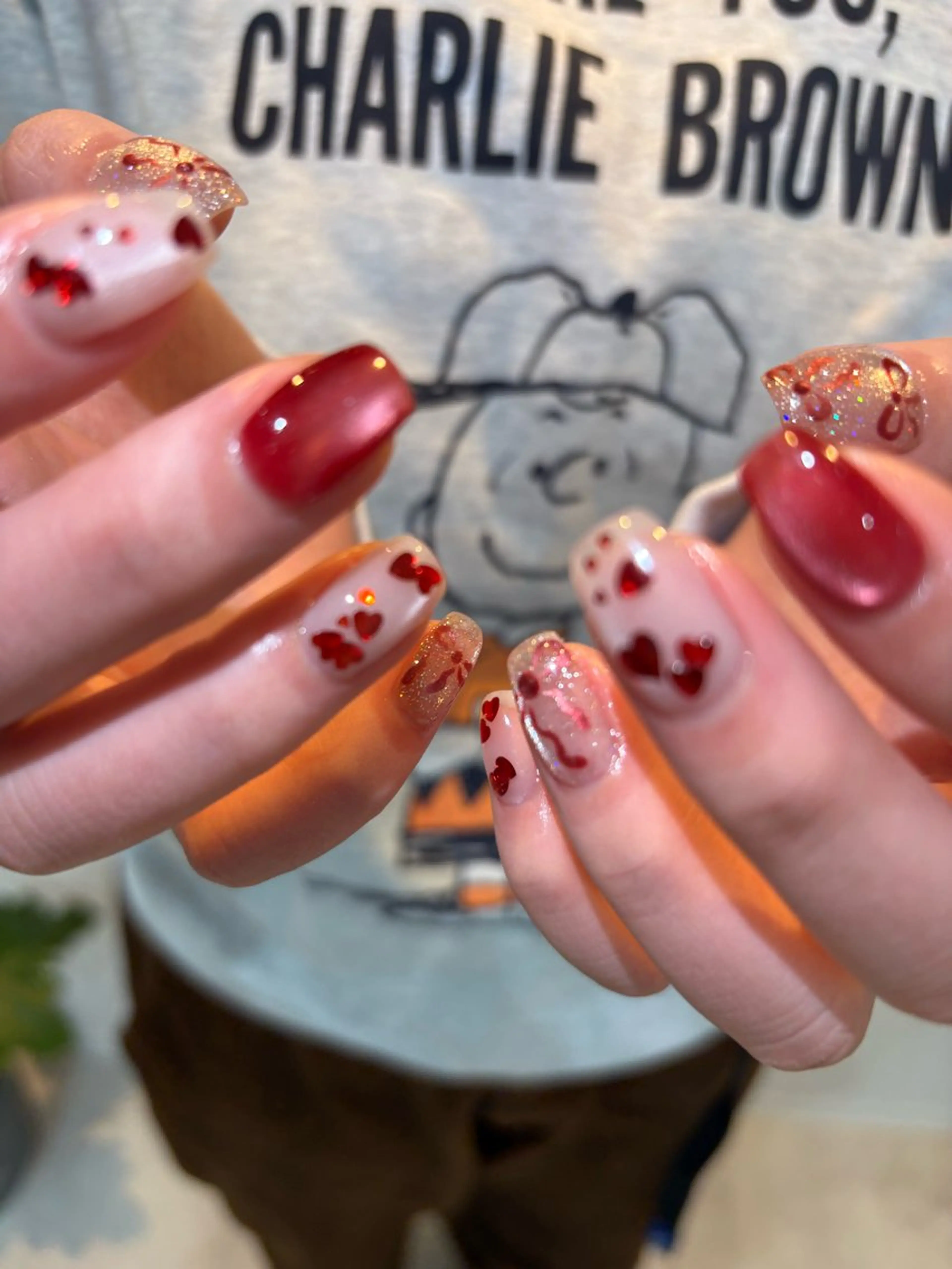 ネイル ハート マグネットネイル バレンタイン ハンドネイル nué nail 【halu】のネイルデザイン