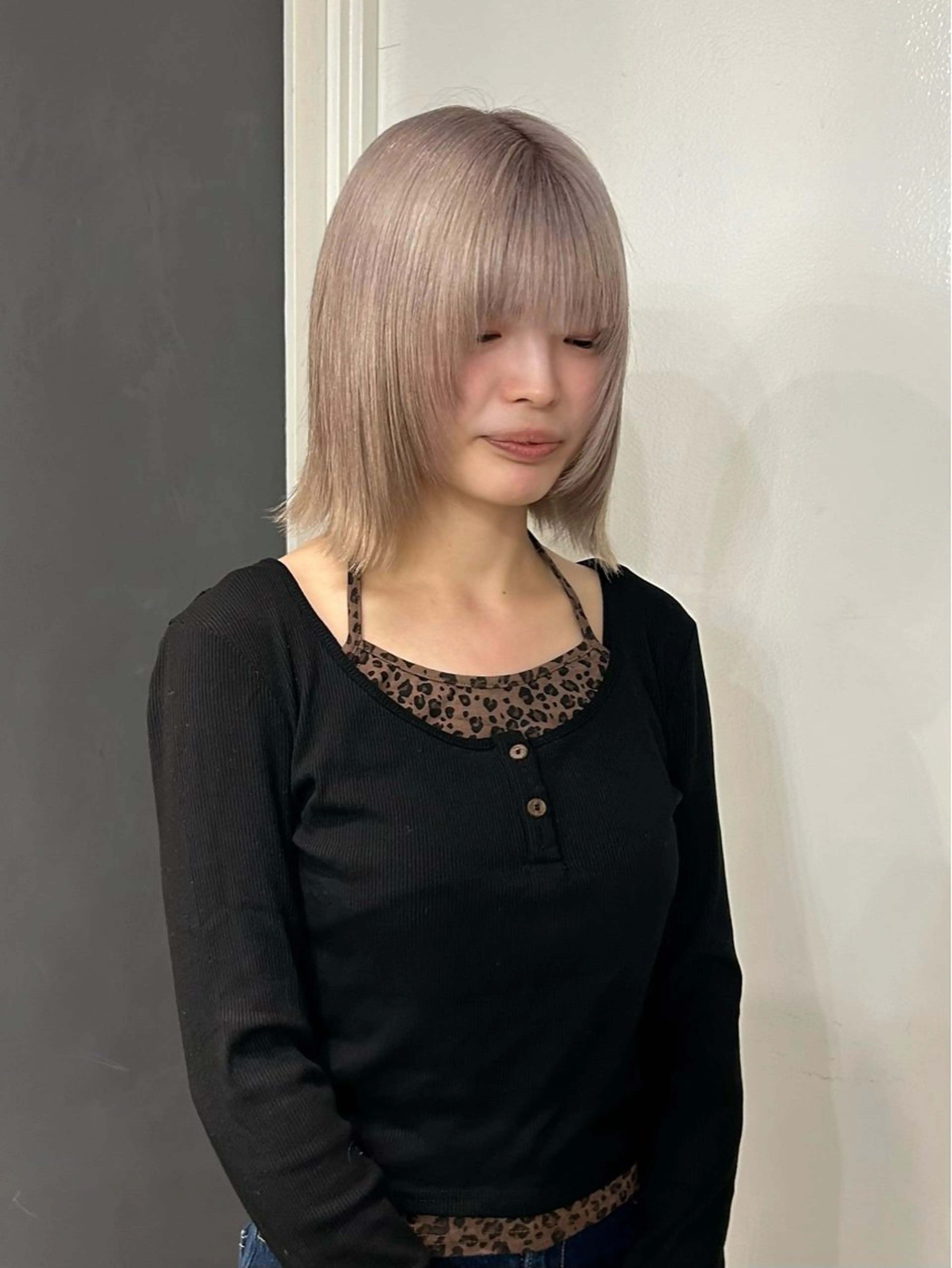 ミディアム カット ヘアカラー トリートメント えり 堀江/ボブ /レイヤー/艶髪のヘアスタイル
