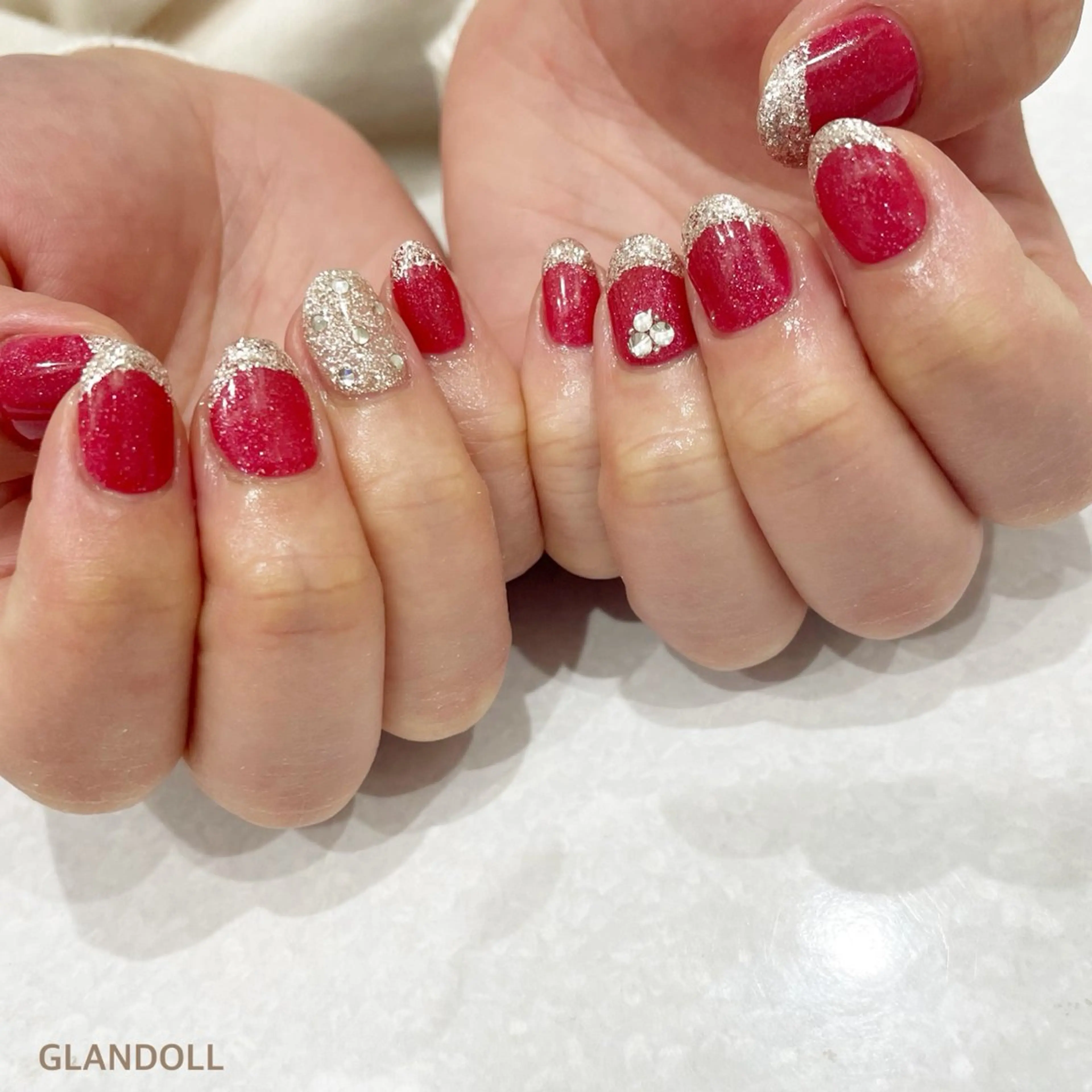 ネイル フレンチネイル ラメ(グリッター) ハンドネイル GLANDOLL YURIのネイルデザイン