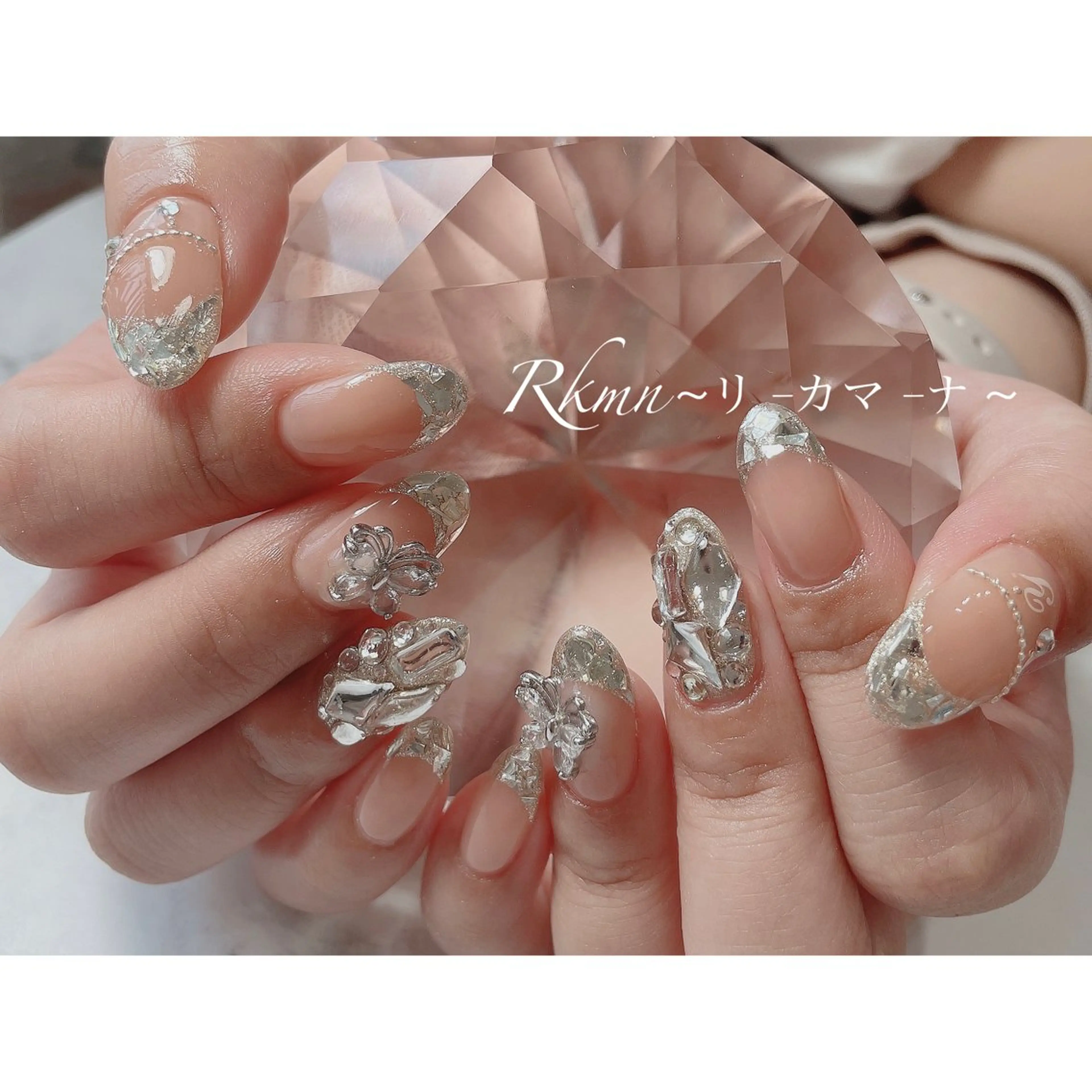 ネイル アートネイル フレンチネイル ガラスフレンチ 春ネイル ハンドネイル フットネイル ハンドケア Rkmn ~リ-カマ-ナ~のネイルデザイン