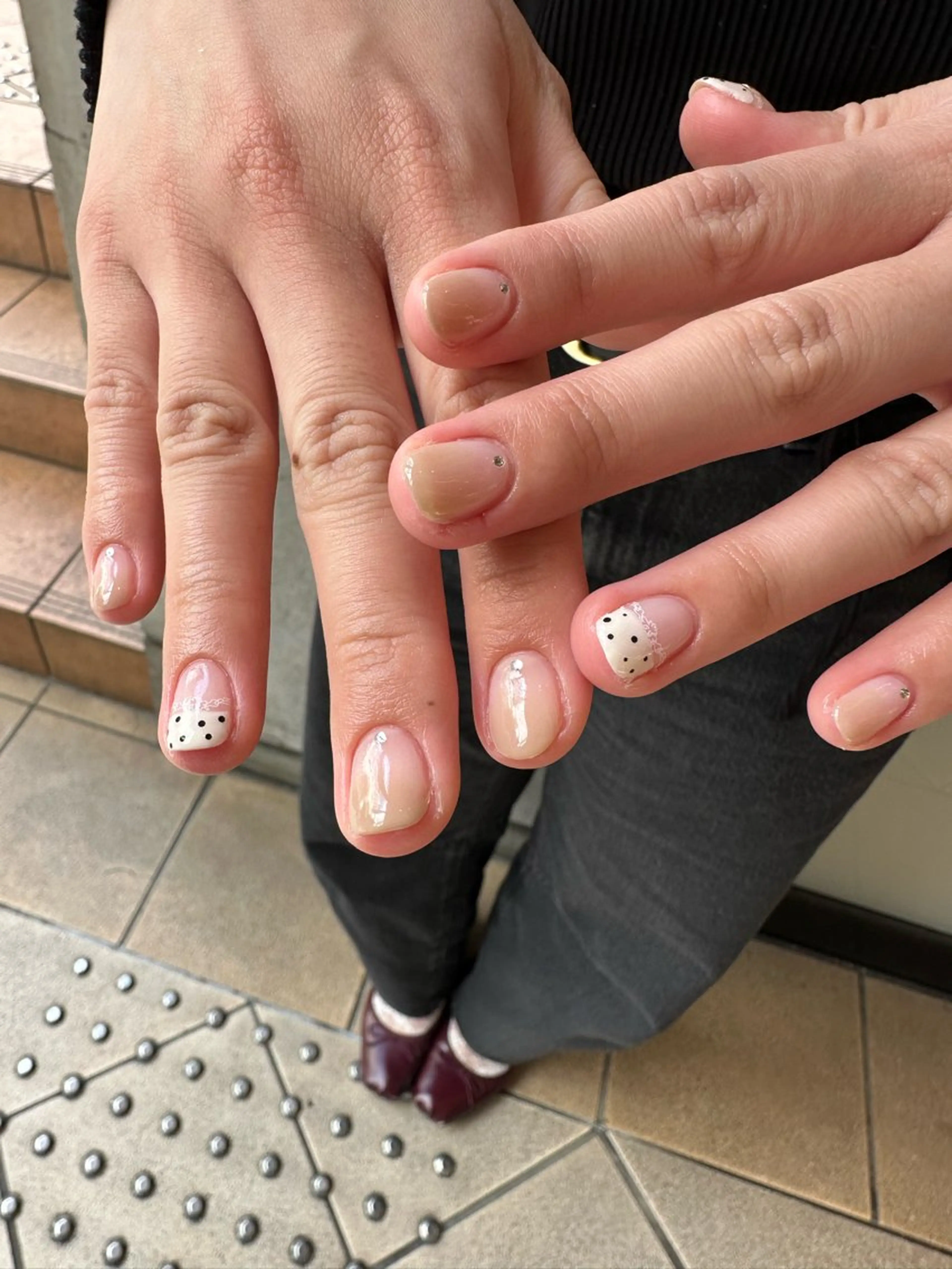 ネイル レース ショートネイル ハンドネイル unopulir Kahoのネイルデザイン