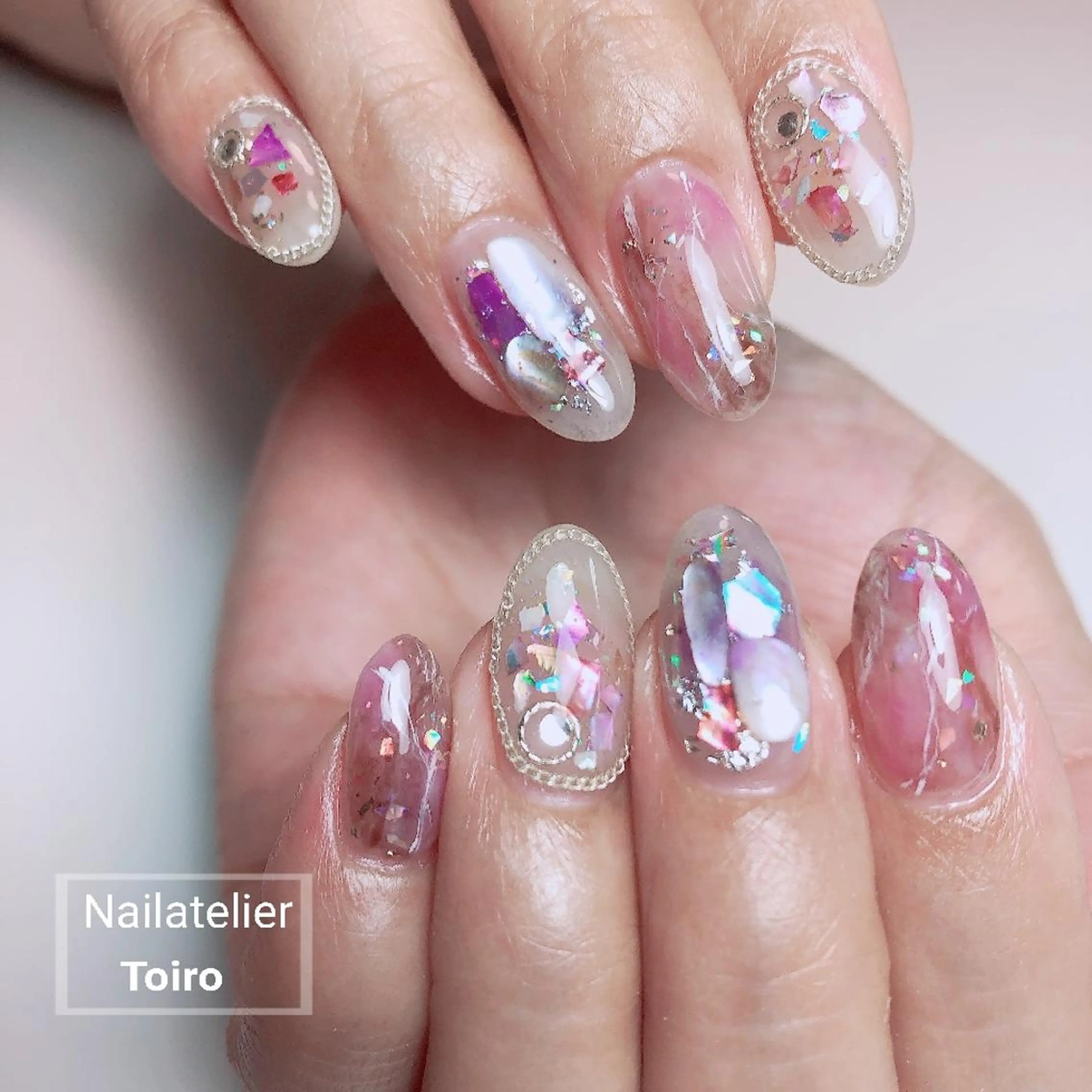 ロング ネイル キラキラネイル ニュアンスネイル ☺︎山部 志麻☺︎のネイルデザイン