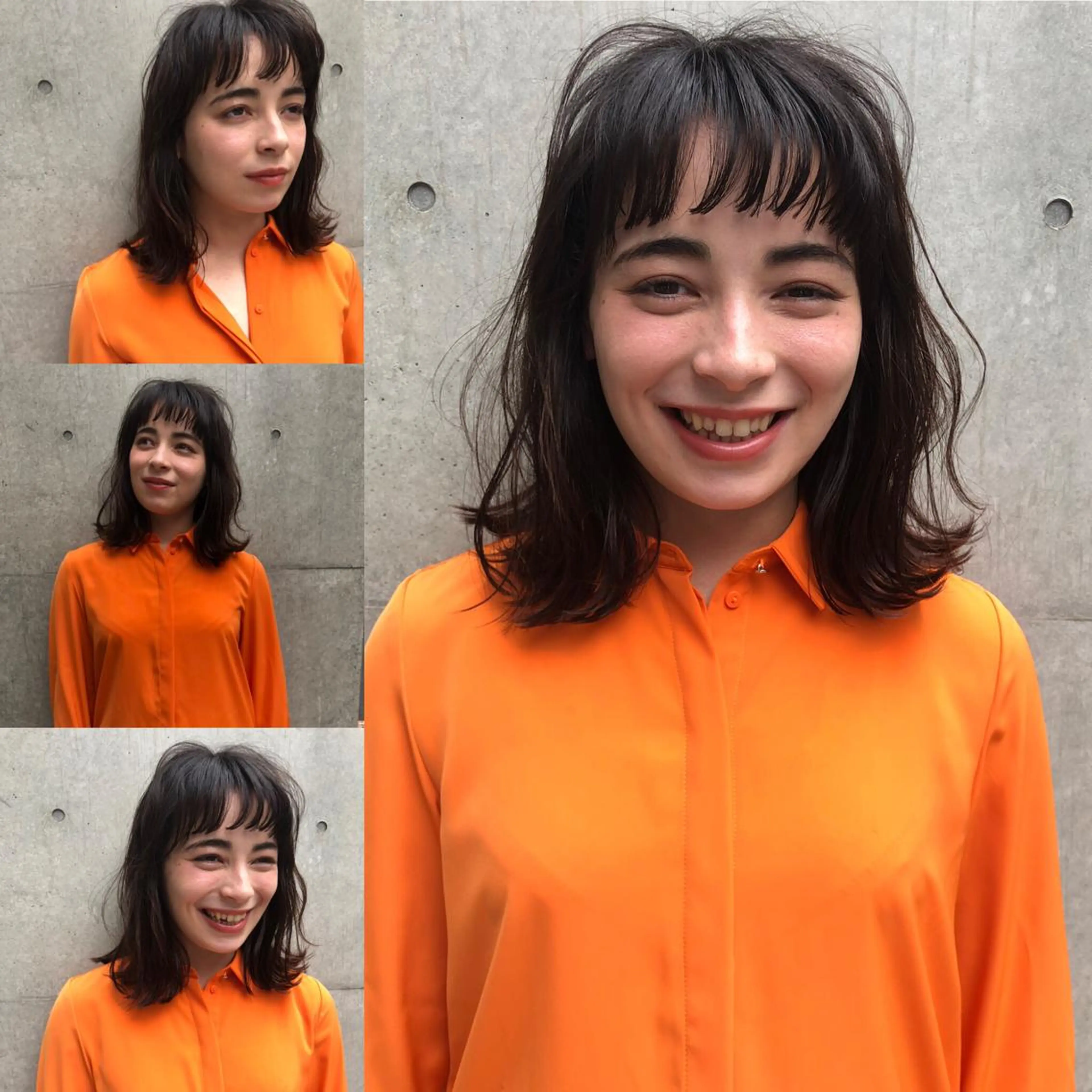 ミディアム 切りっぱなしボブ ミディアムパーマ ボブ 外国人風カラー ハイライト ショート職人 美容師【KENTA】のヘアスタイル