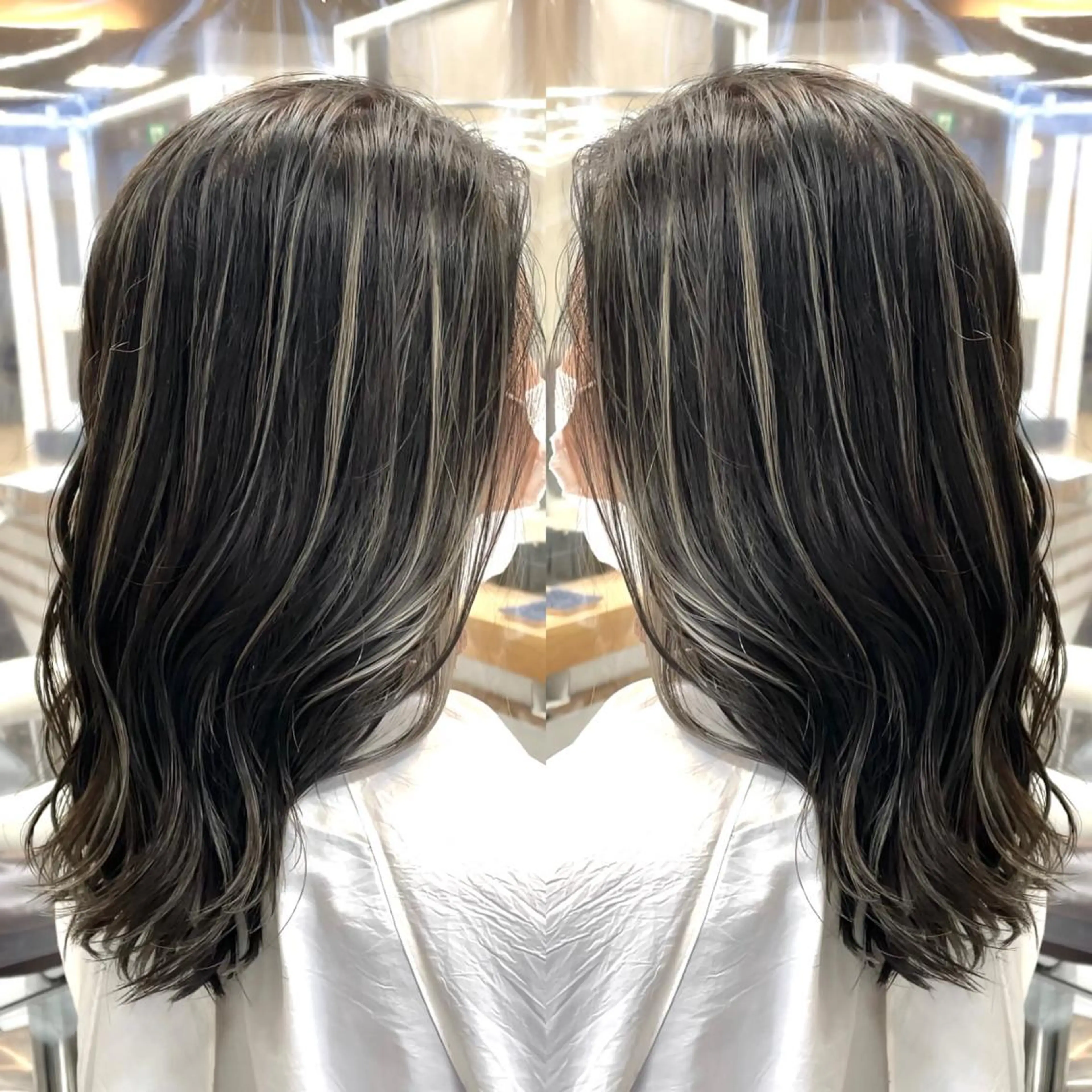 ミディアム カラー 縮毛/レイヤー 韓国/橋口のヘアスタイル