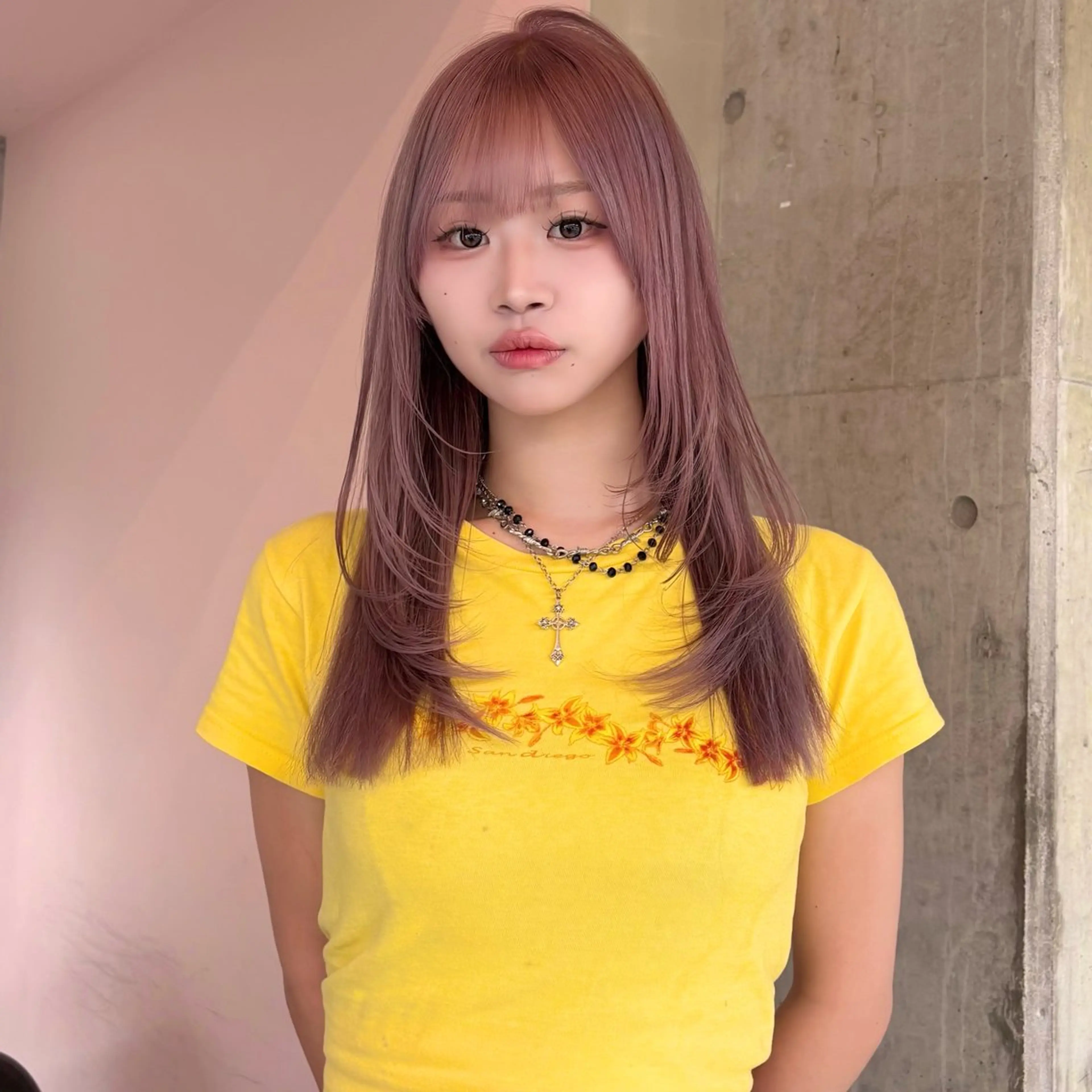 セミロング カラー うるツヤハイトーン/ レイヤー⟡mayuのヘアスタイル