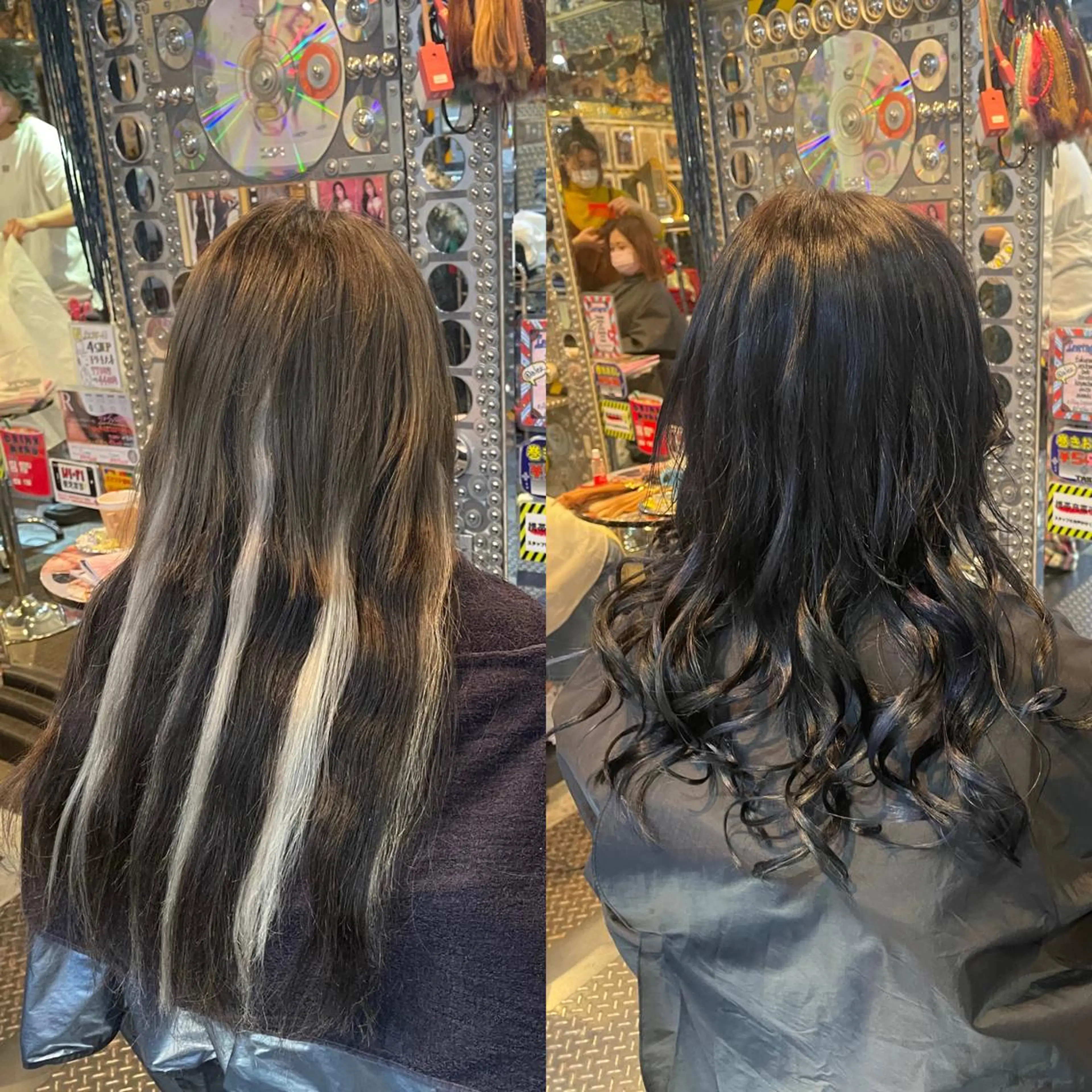 ロング カラー ヘアアレンジ 編み込みエクステ 黒髪 ブルーカラー ブルーブラック ハイライトカラー 🌈派手髪エクステ ブレイズ🌈ひろとのヘアスタイル
