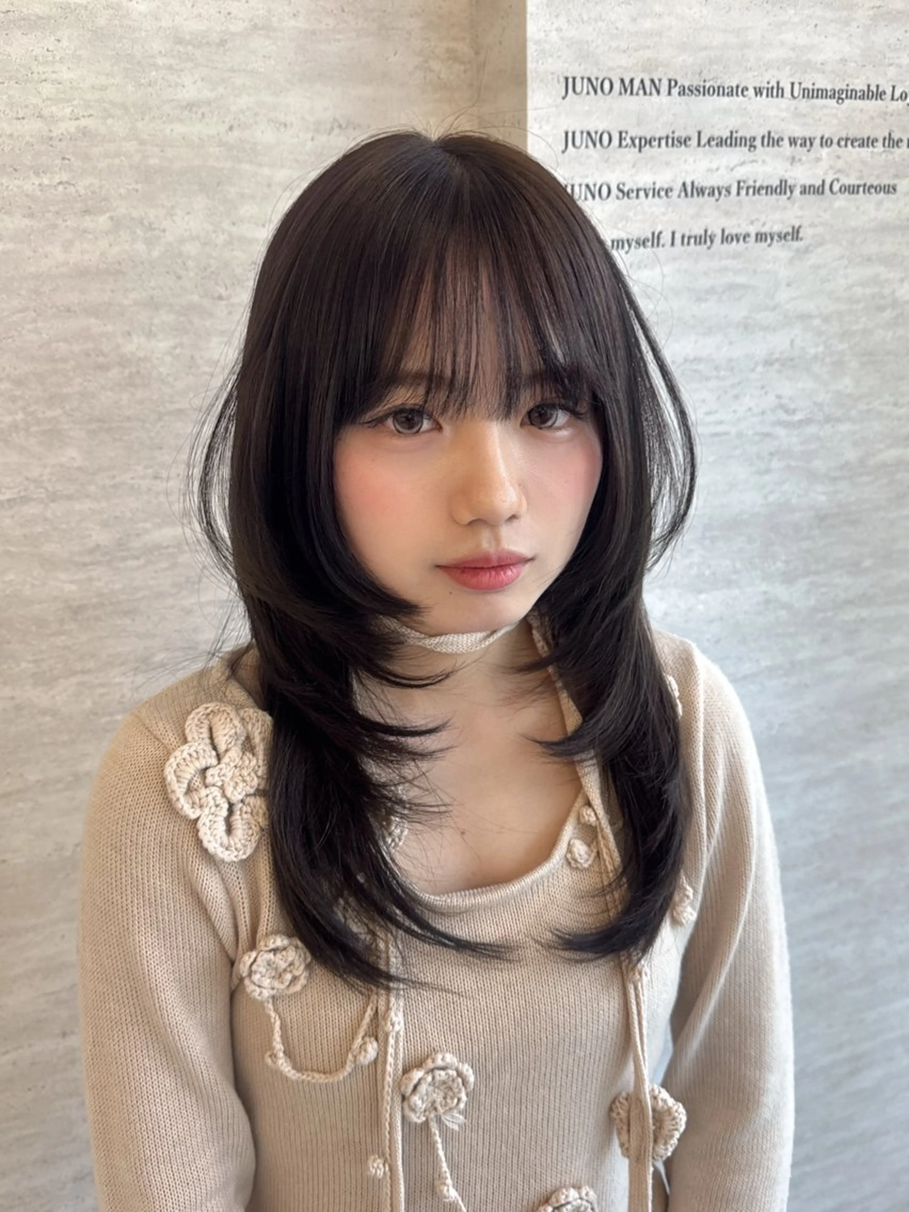 ロング カラー ヘアアレンジ カット ヘアカラー トリートメント 韓国レイヤーカット/ 儚げカラーチナツのヘアスタイル