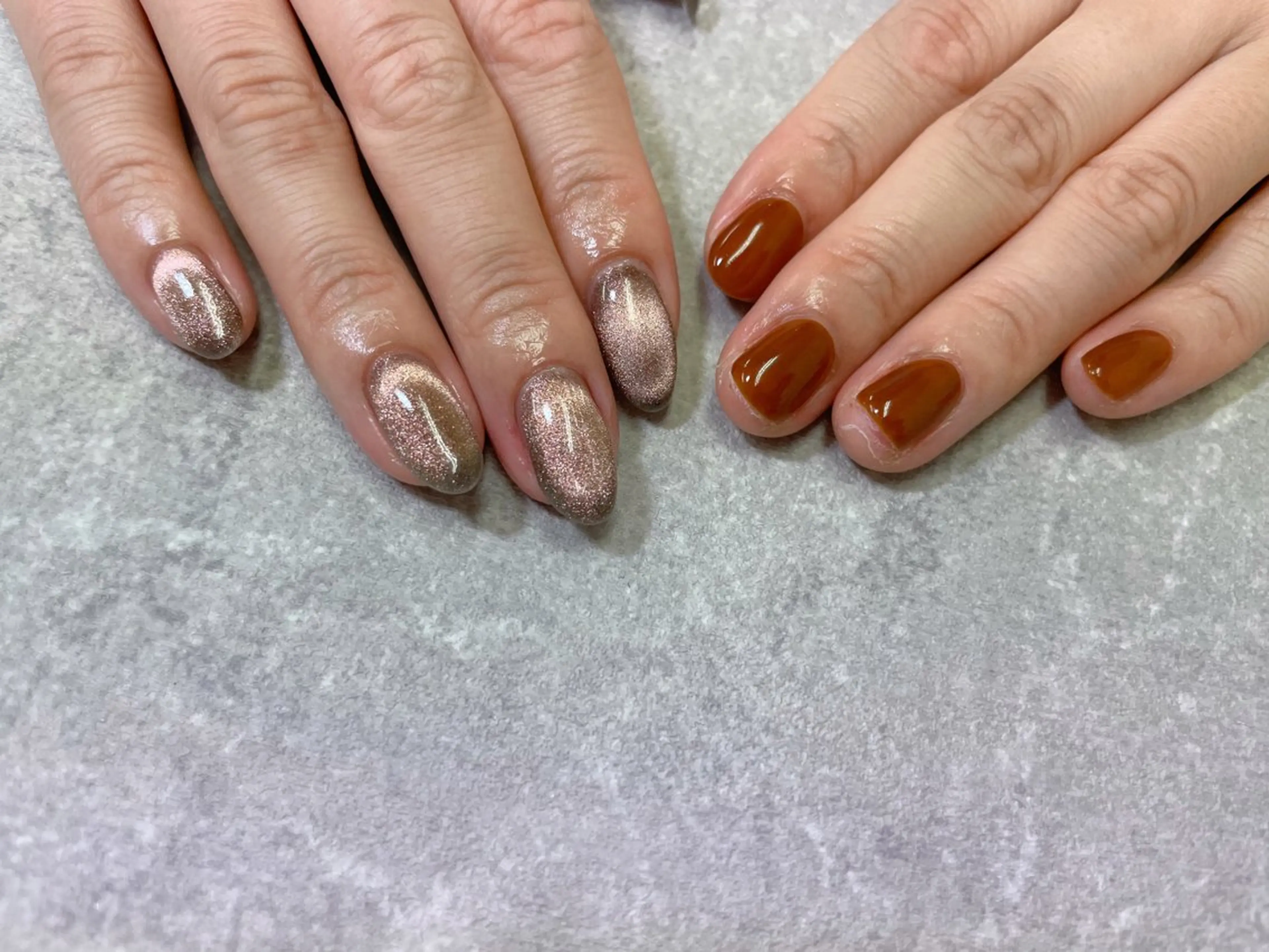 ネイル ブラウン マグネットネイル ニュアンスネイル foglia❁﻿. ⌇﻿imamuraのネイルデザイン