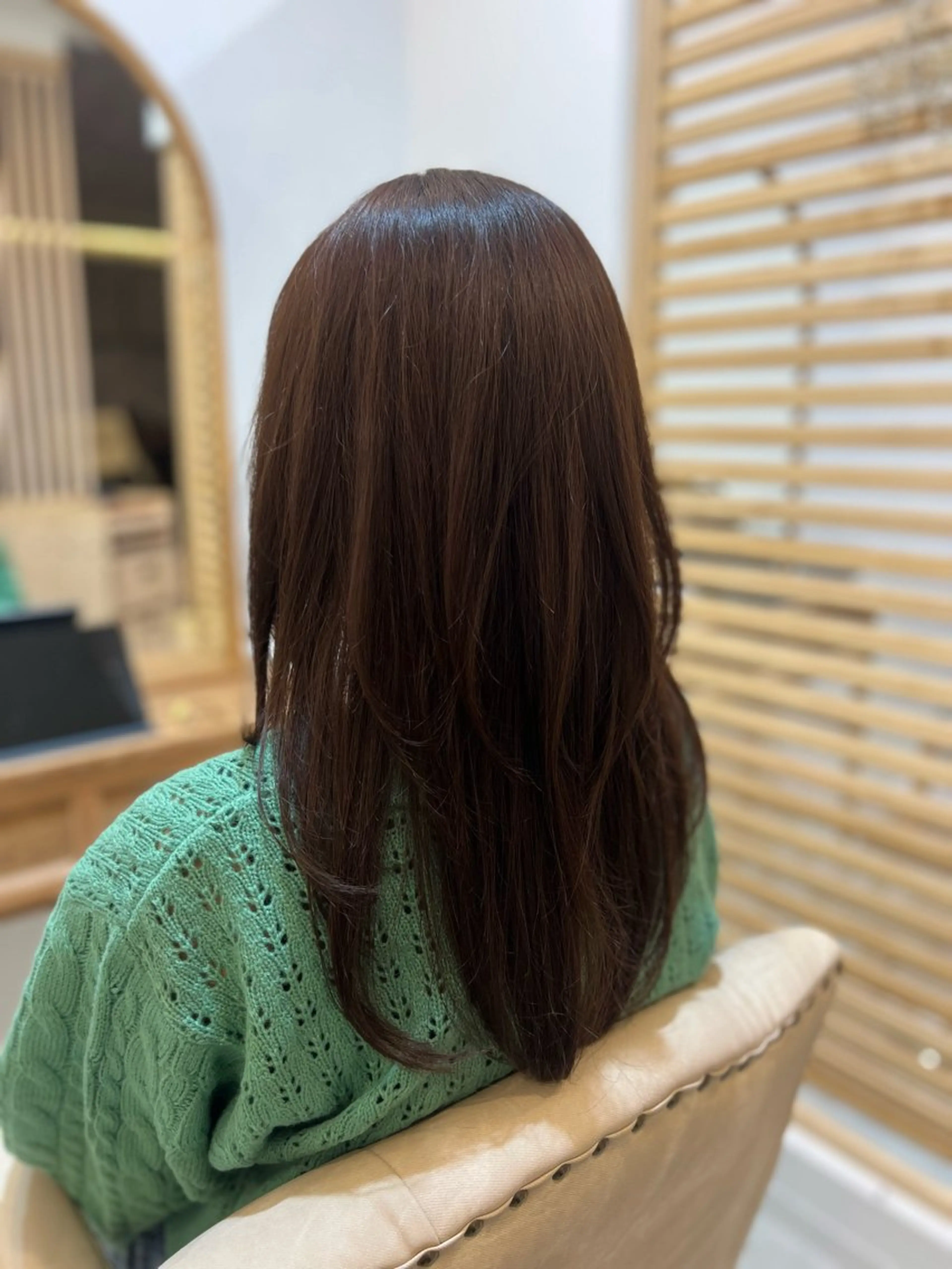 セミロング カラー 透明感カラー オレンジ ヘアカラー 上野台 彩加のヘアスタイル