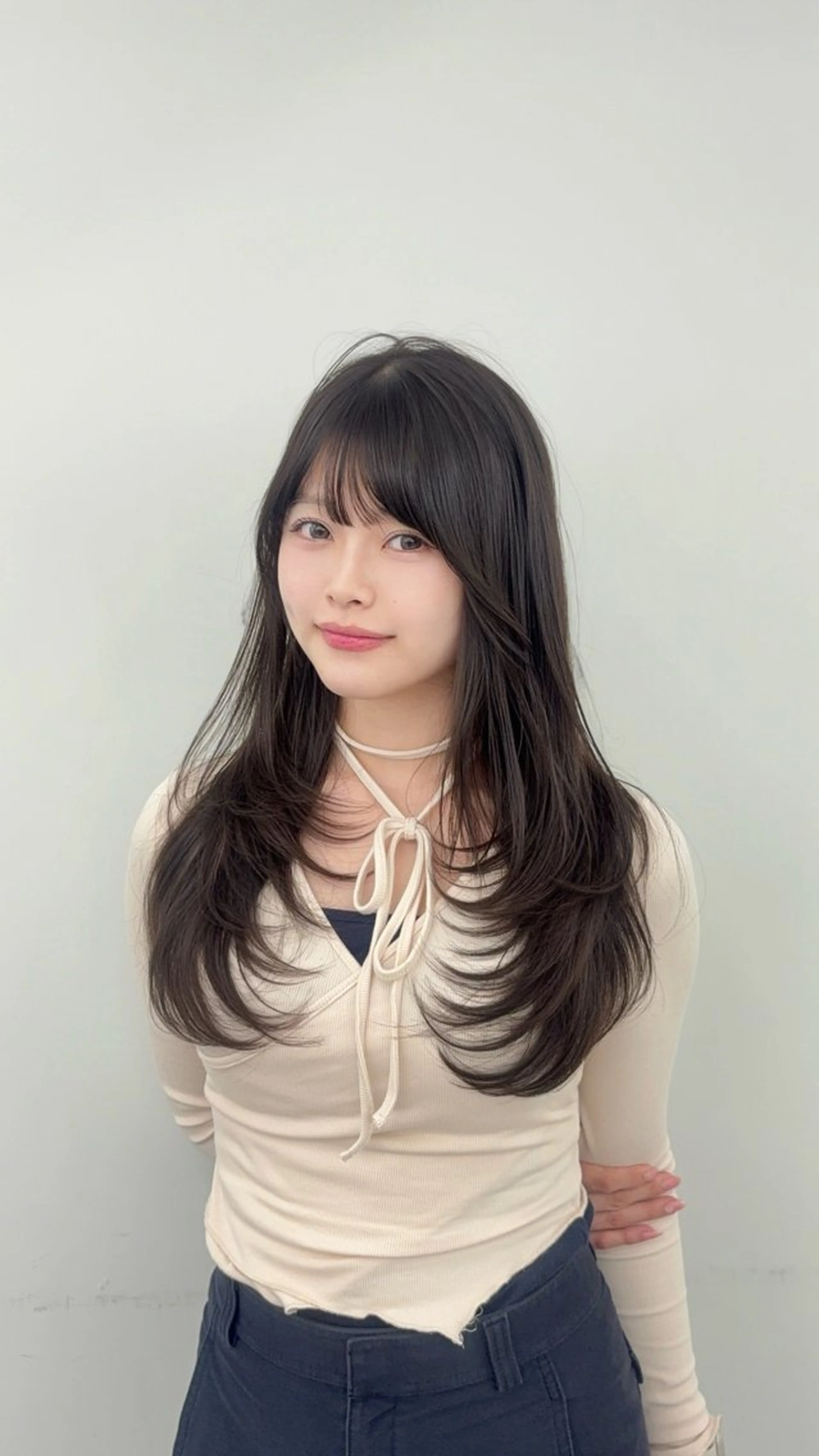 ロング カラー 小顔カット カット ヘアカラー トリートメント 韓国ヘア/レイヤー/ 顔まわり足立遥奈のヘアスタイル