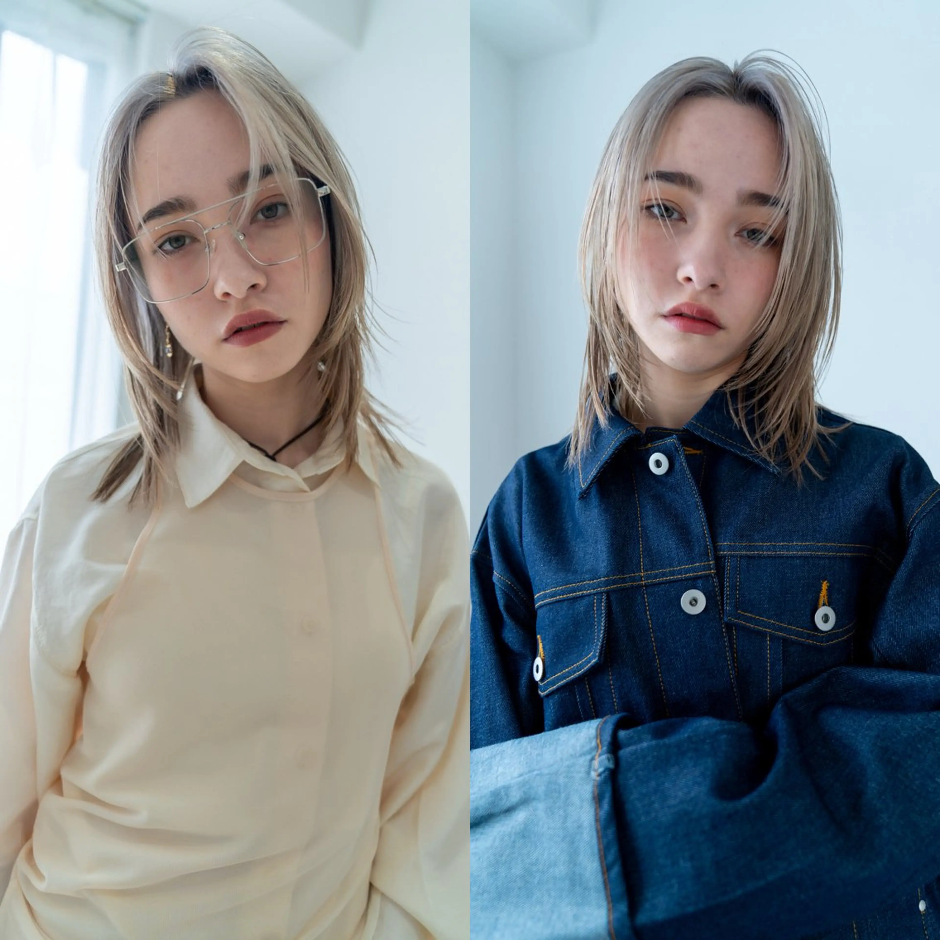 ミディアム カラー 顔まわりレイヤー 顔周りカット ハッシュカット レイヤーカット カット ヘアカラー トリートメント green 表参道のヘアスタイル