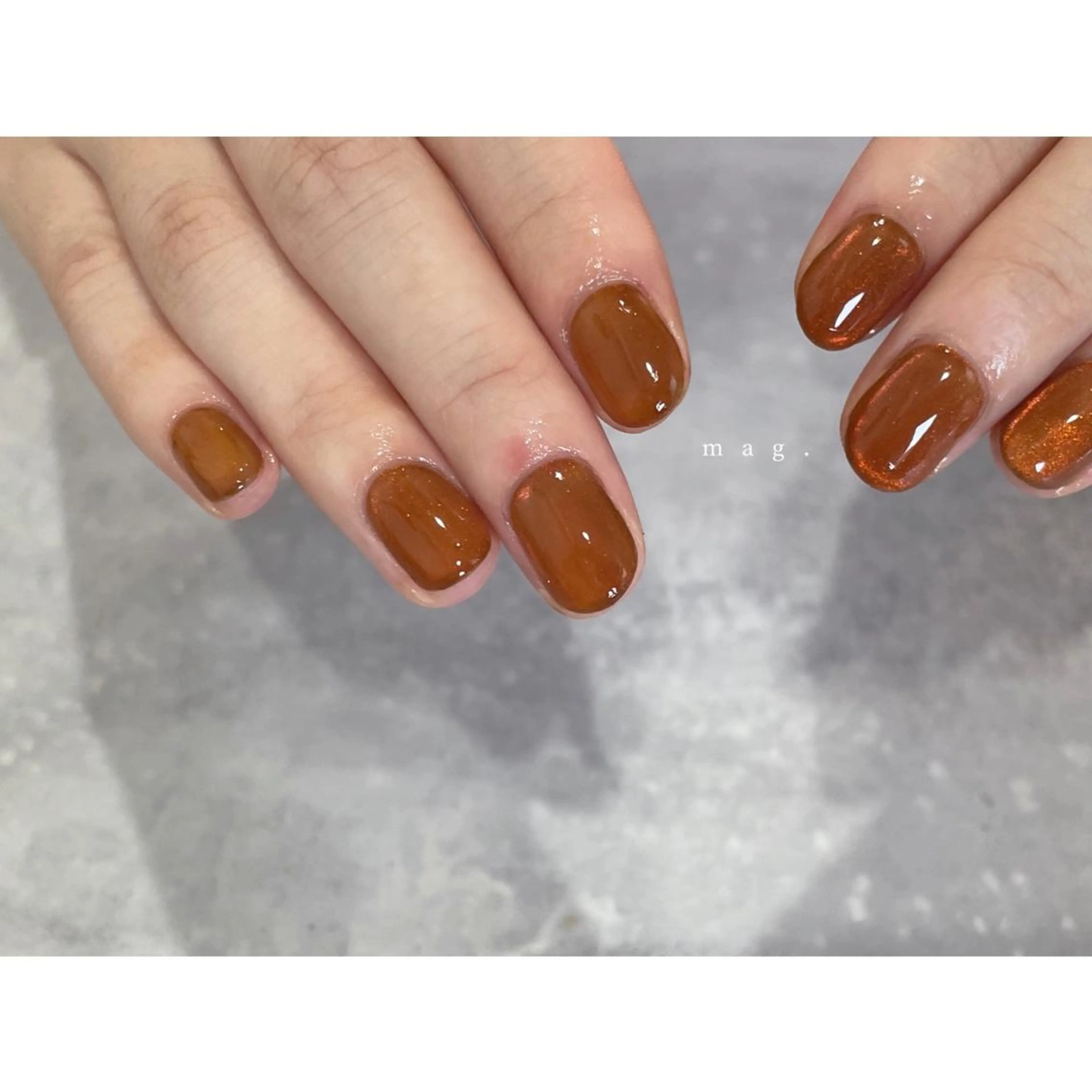 ネイル アートネイル ブラウン マグネットネイル ミラーネイル ニュアンスネイル lacier nailのネイルデザイン