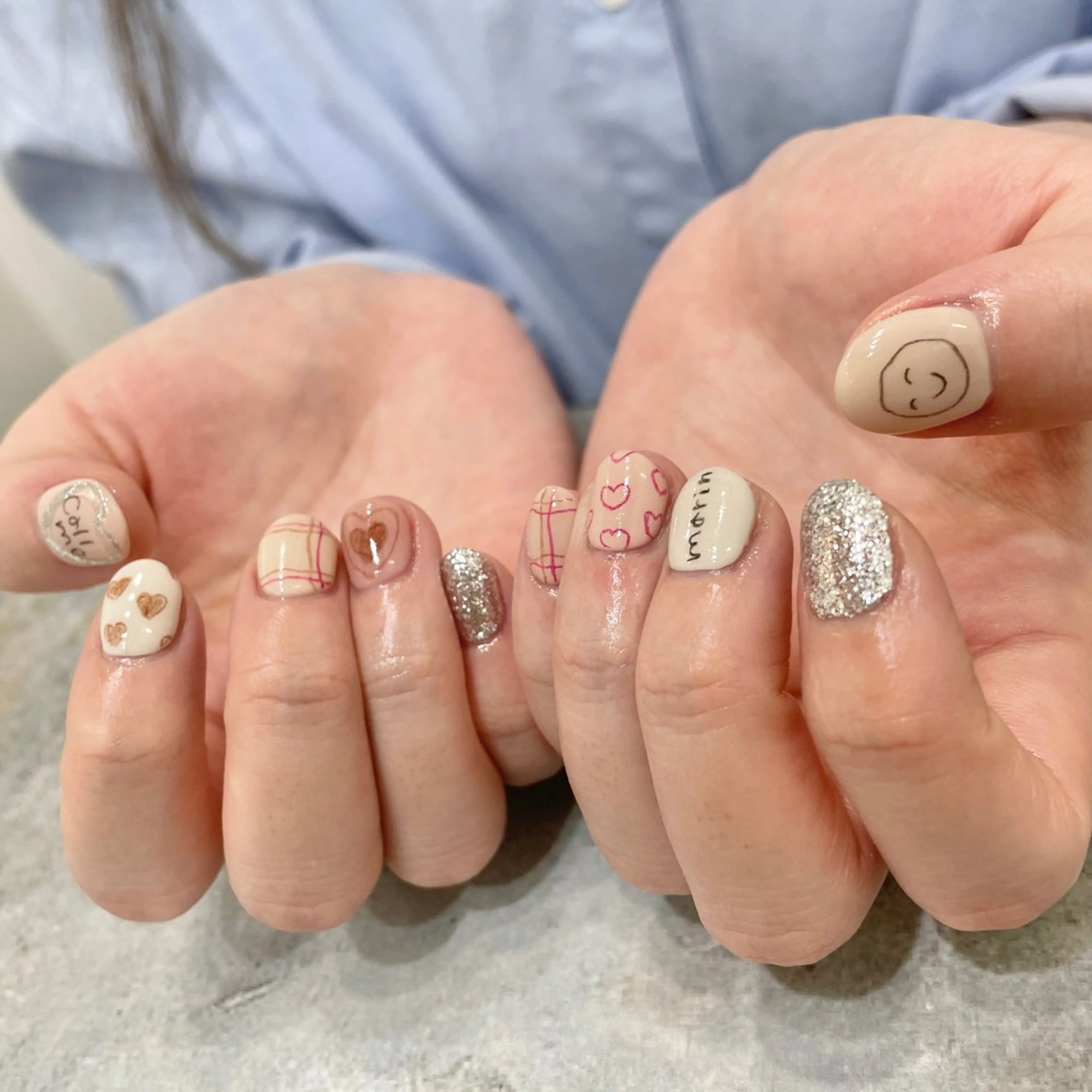 ネイル ハート 持ち込み ニュアンスネイル オフィスネイル ワンカラーネイル ハンドネイル 園田 ソノダのネイルデザイン