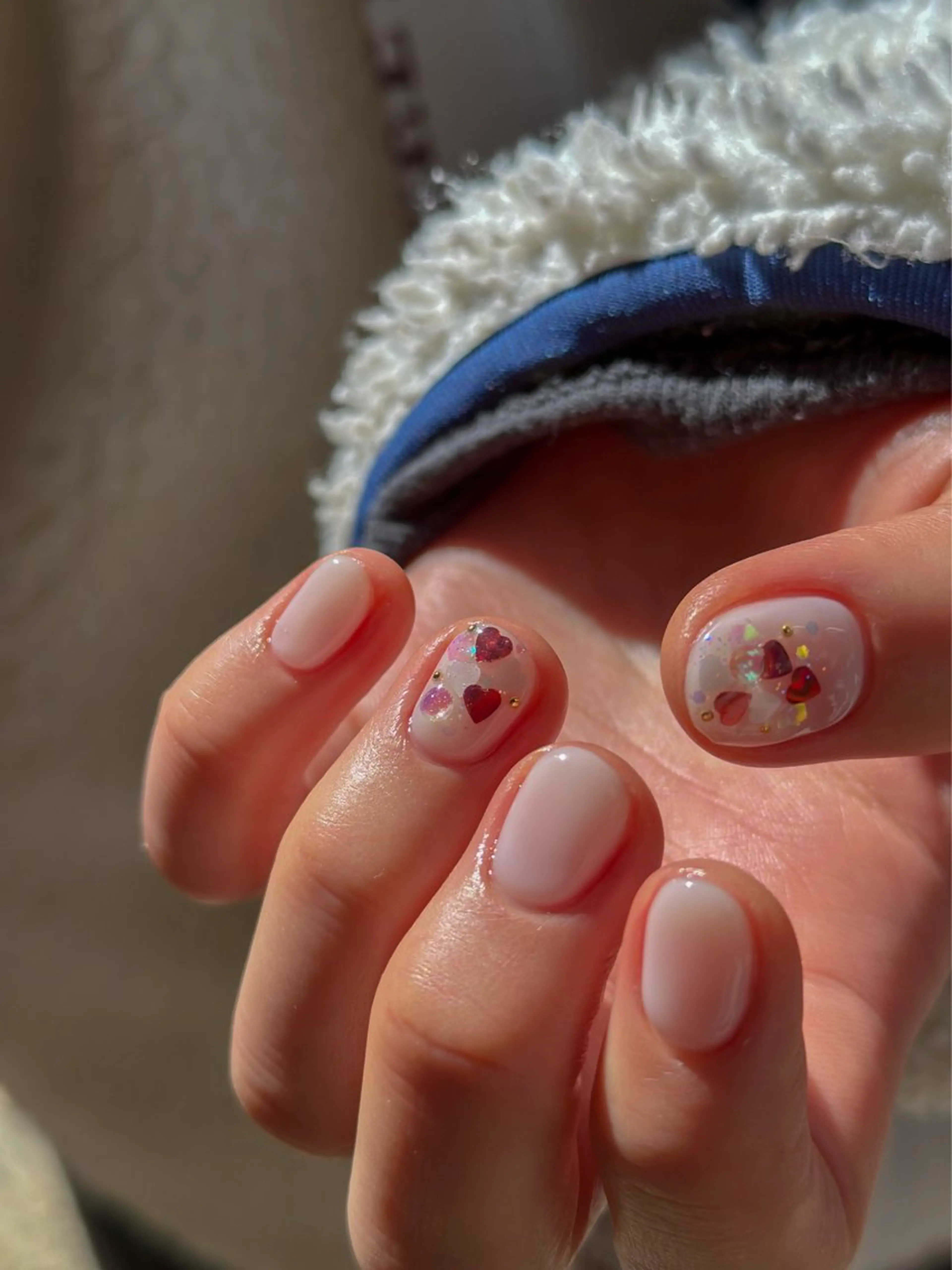 ネイル ハート 氷ネイル・うるうるネイル ワンカラーネイル Lira nailのネイルデザイン