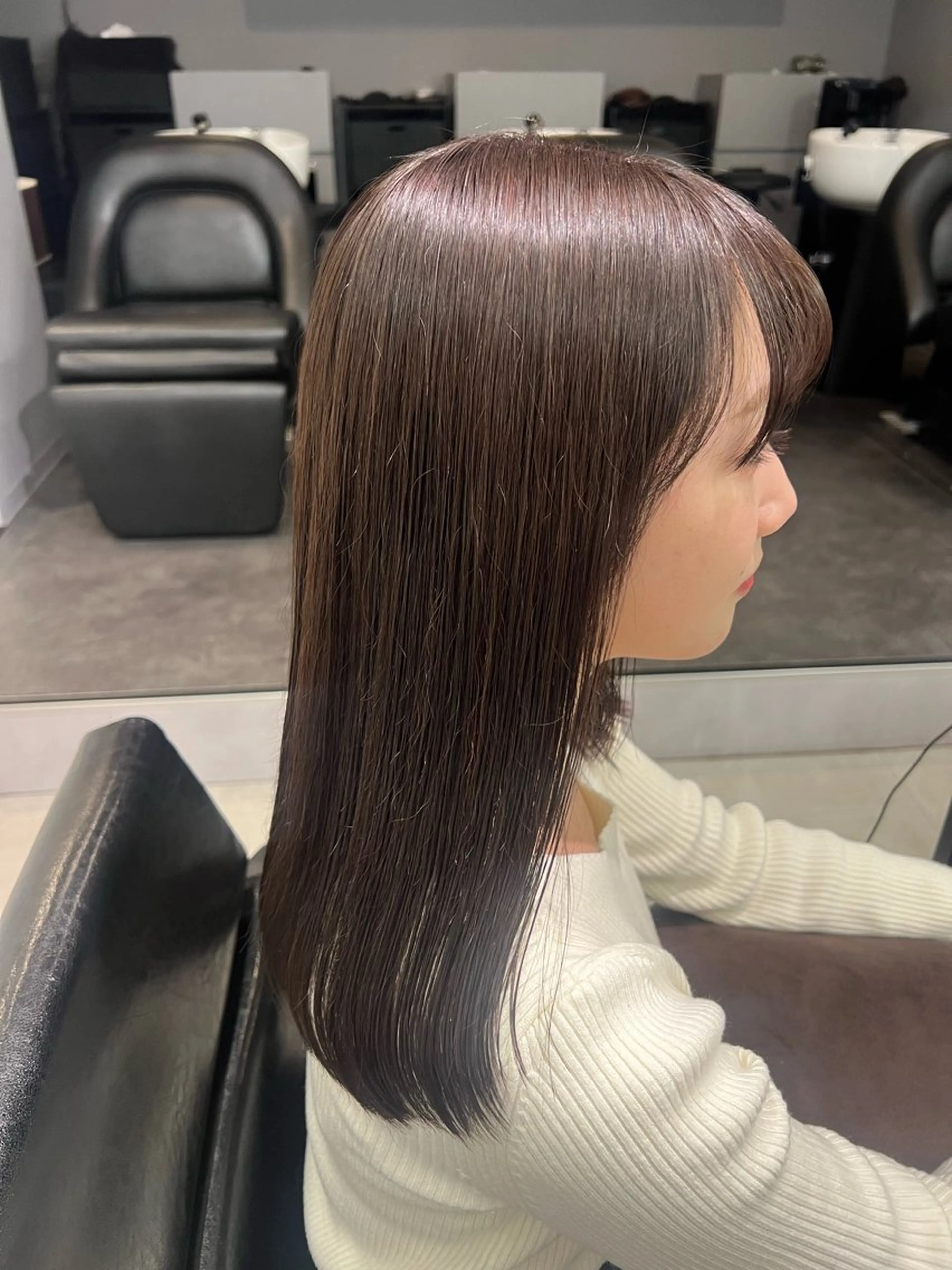 セミロング カラー kei/透明感カラー /縮毛矯正/メンズのヘアスタイル