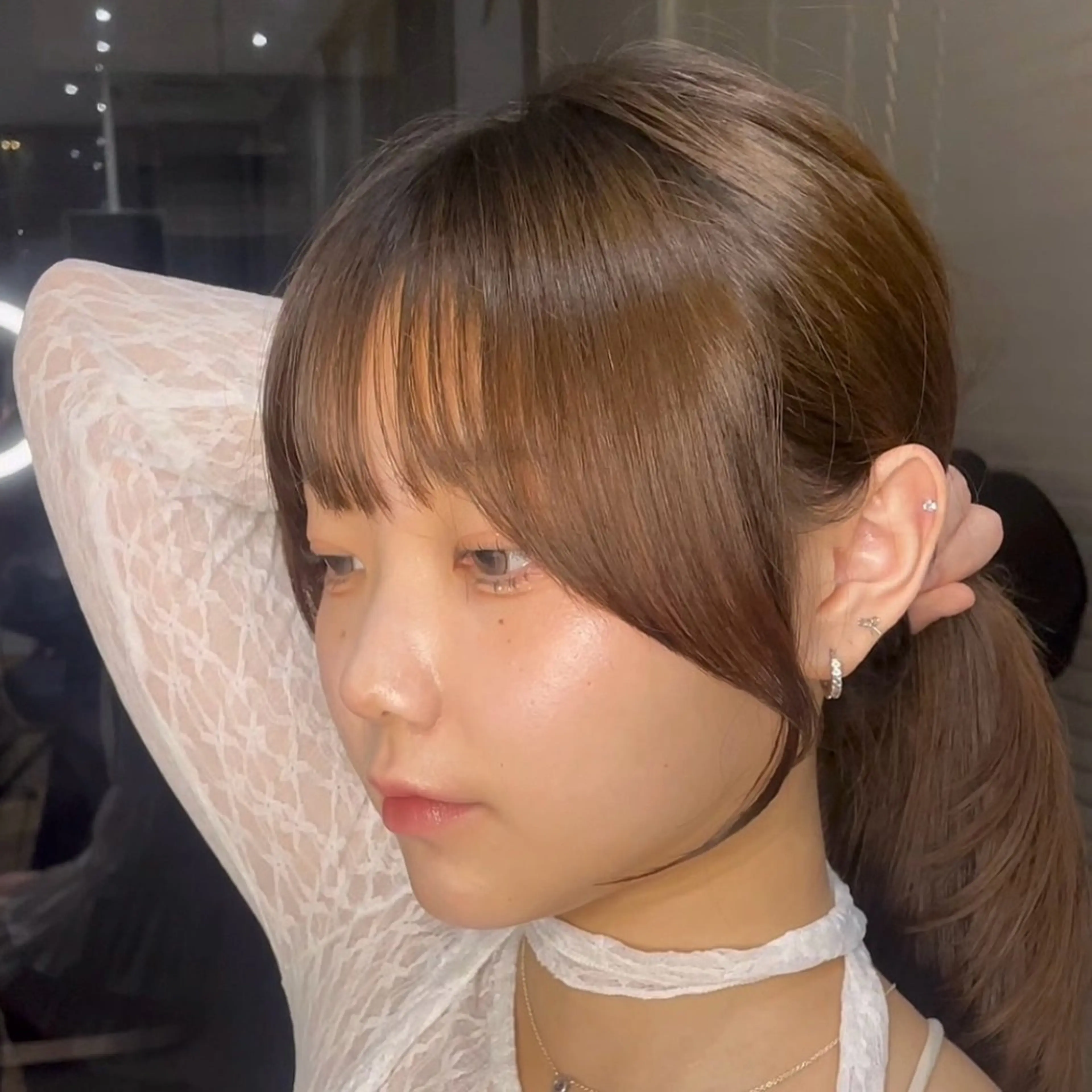 セミロング ケアカラー ハッシュカット ハイレイヤー 髪質改善 韓国風ヘア ハッシュカット🖤✨ 顔周り/韓国ヘアのヘアスタイル