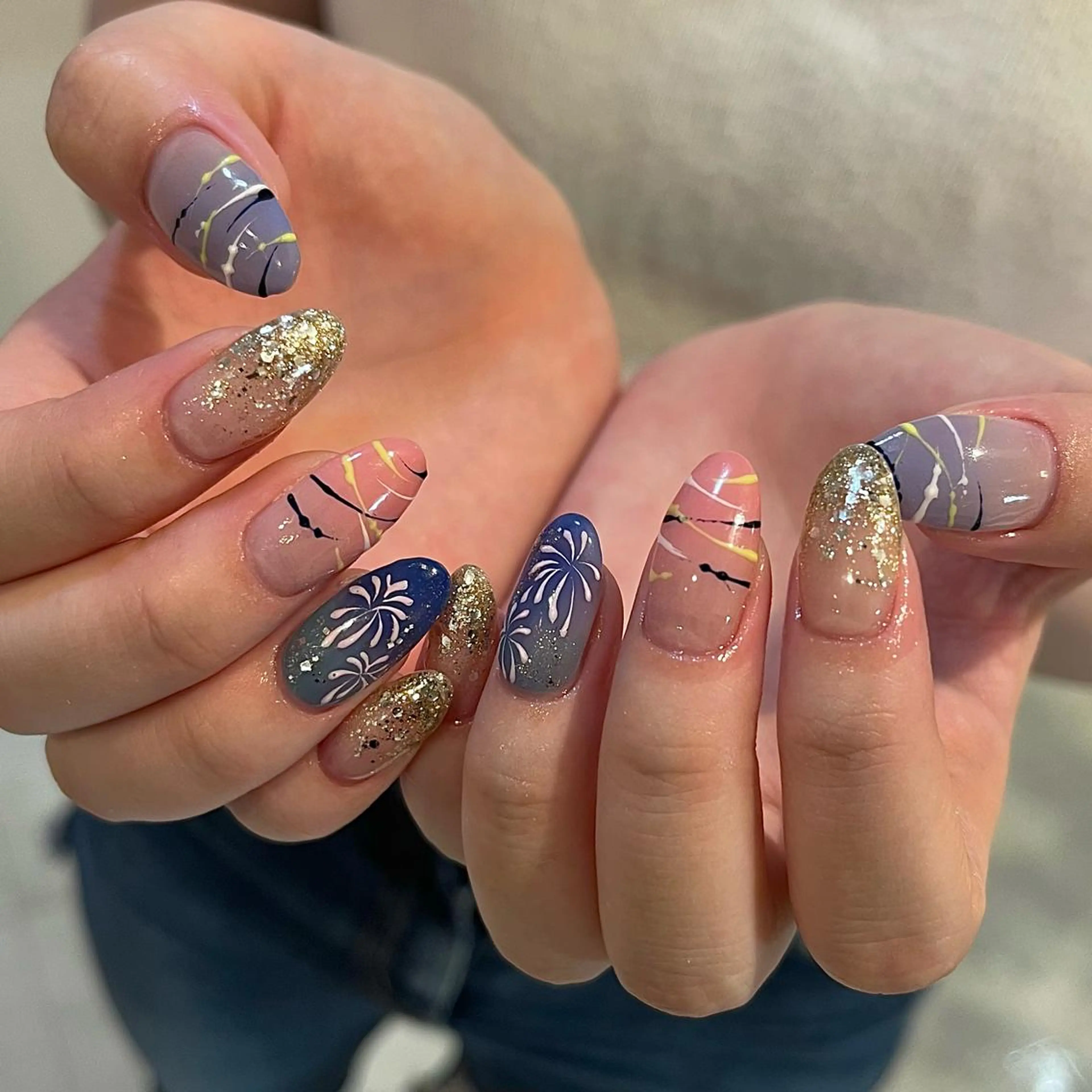 ネイル グラデーション キラキラネイル 夏ネイル ヨーヨーネイル Para Sol nail　Maoのネイルデザイン