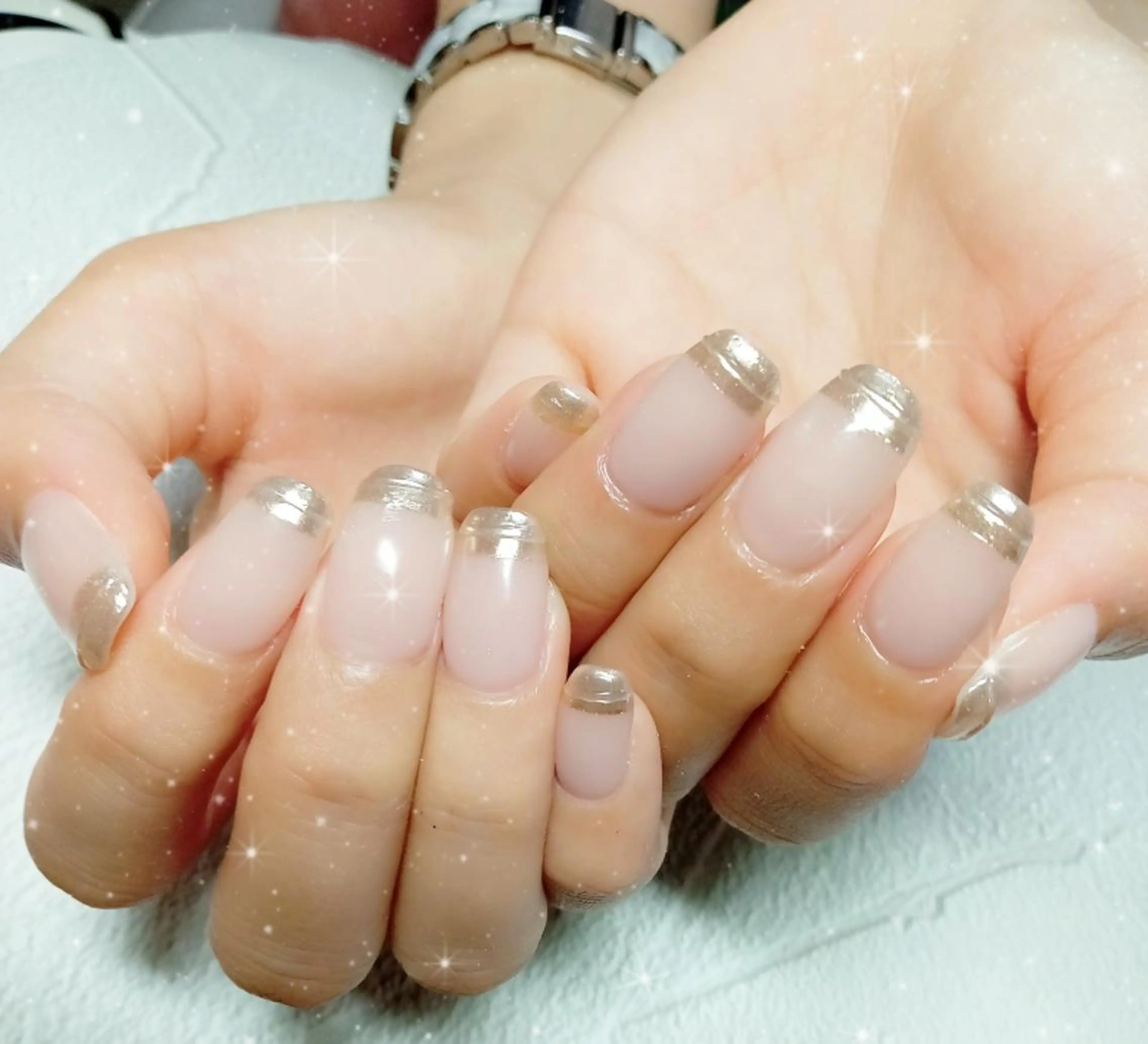 ネイル アートネイル フレンチネイル キラキラネイル 韓国ネイル ミラーネイル ハンドネイル flure de neige yukiのネイルデザイン