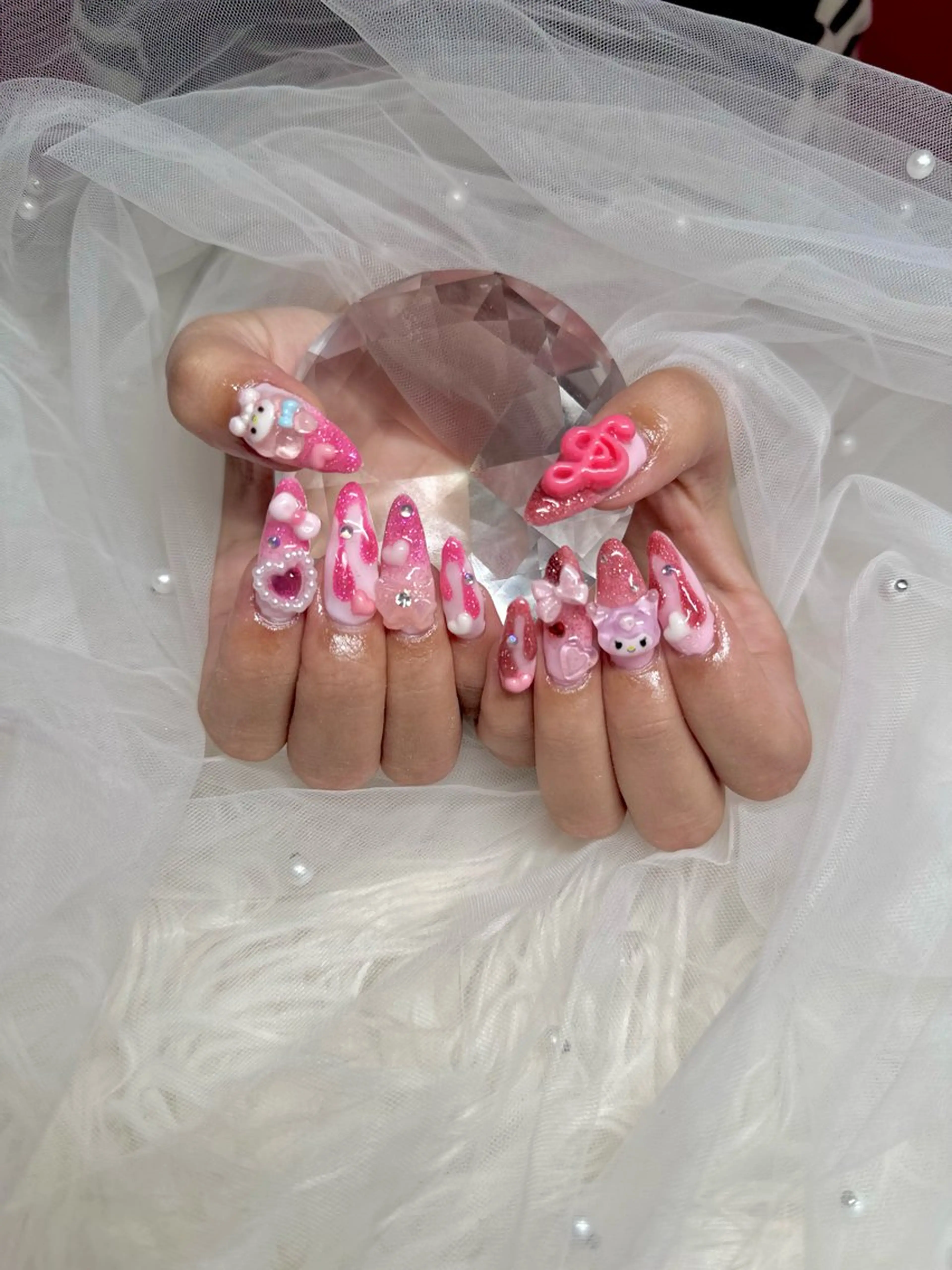 ネイル ロングネイル ピンク ハンドネイル JillNails Niinaのネイルデザイン