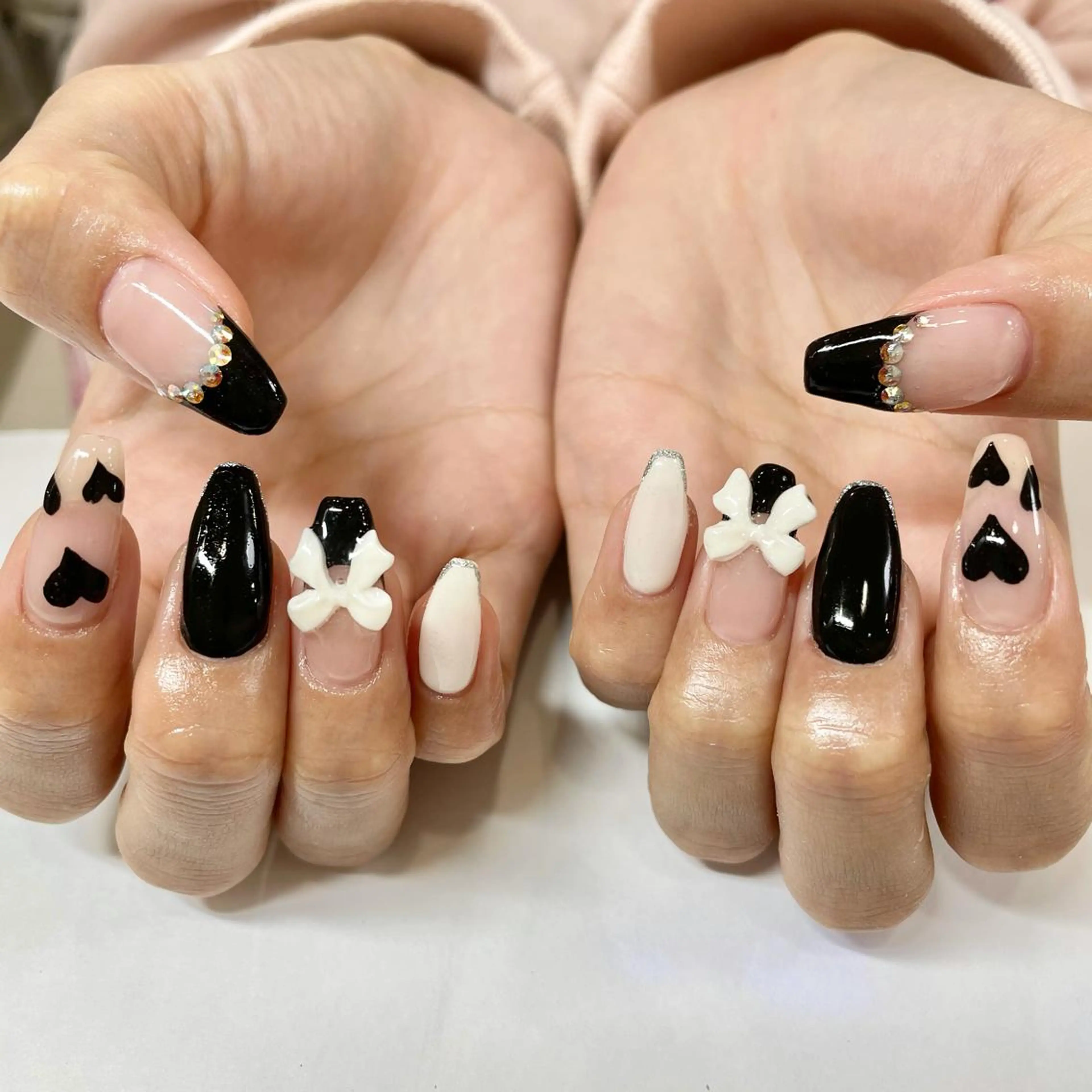 ネイル ハート リボン 🎀AYAKO 🎀中韓ネイルのネイルデザイン