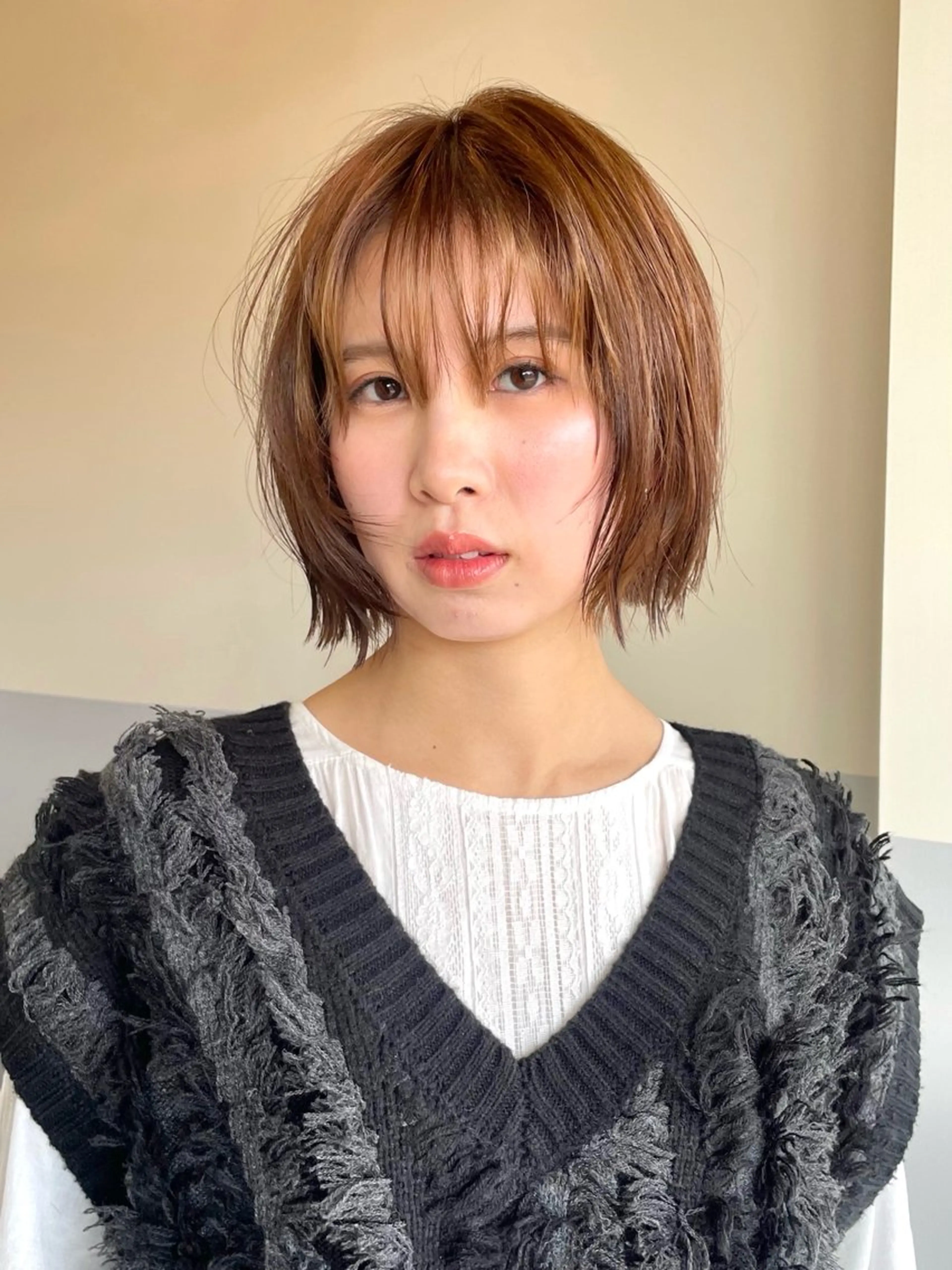 ショート ボブ 顔周りカット ノエ/ インナーカラー/高岳のヘアスタイル