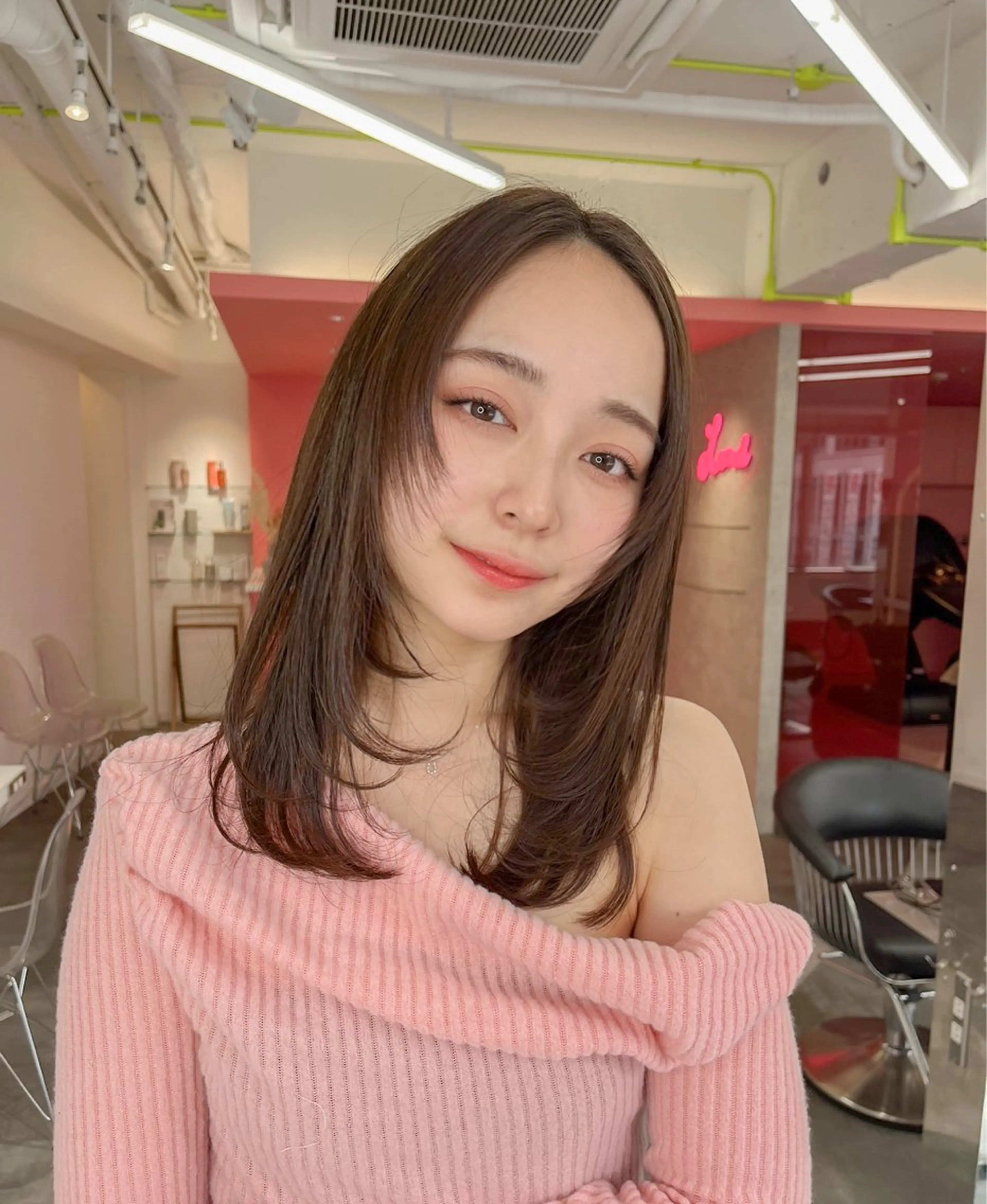 ミディアム カラー 山崎/ボブ縮毛矯正 レイヤー髪質改善のヘアスタイル