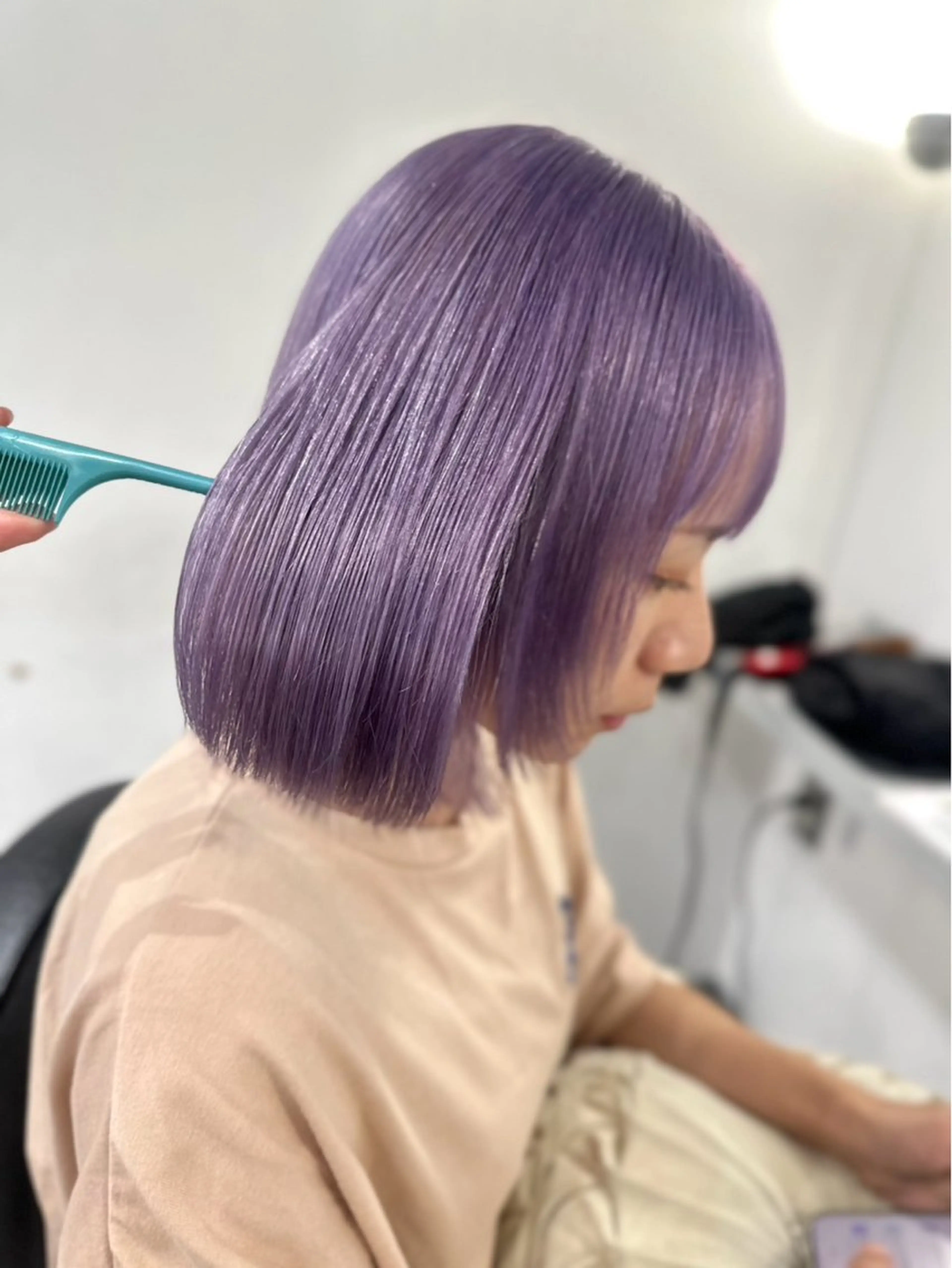 カラー ブリーチ ラベンダーカラー ヘアカラー 🩵HOLLY🩵 カレン🩵モデルのヘアスタイル