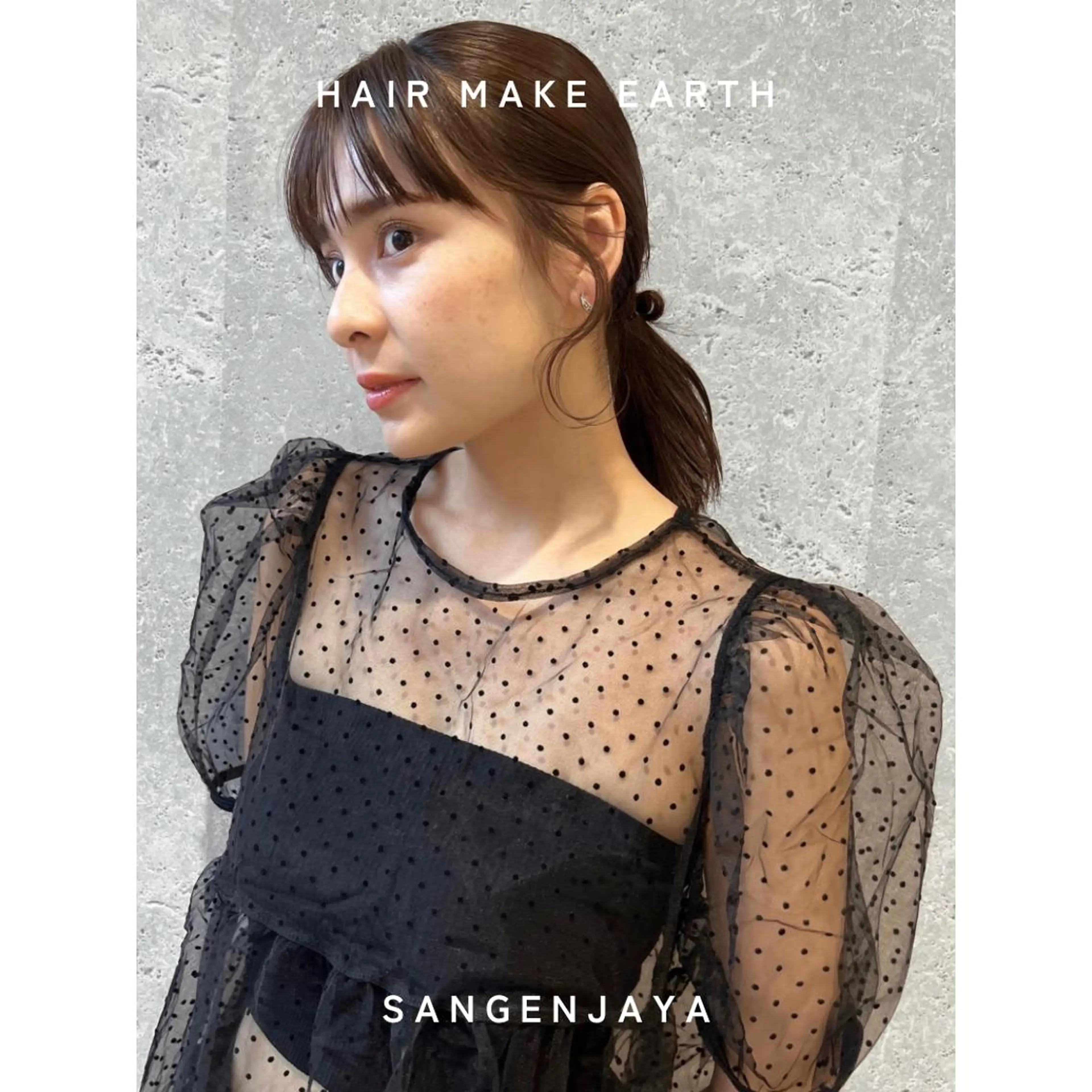 ミディアム ヘアアレンジ ポニーテール 結婚式・ブライダル おくれ毛 浴衣 hair make earth 🪡のヘアスタイル