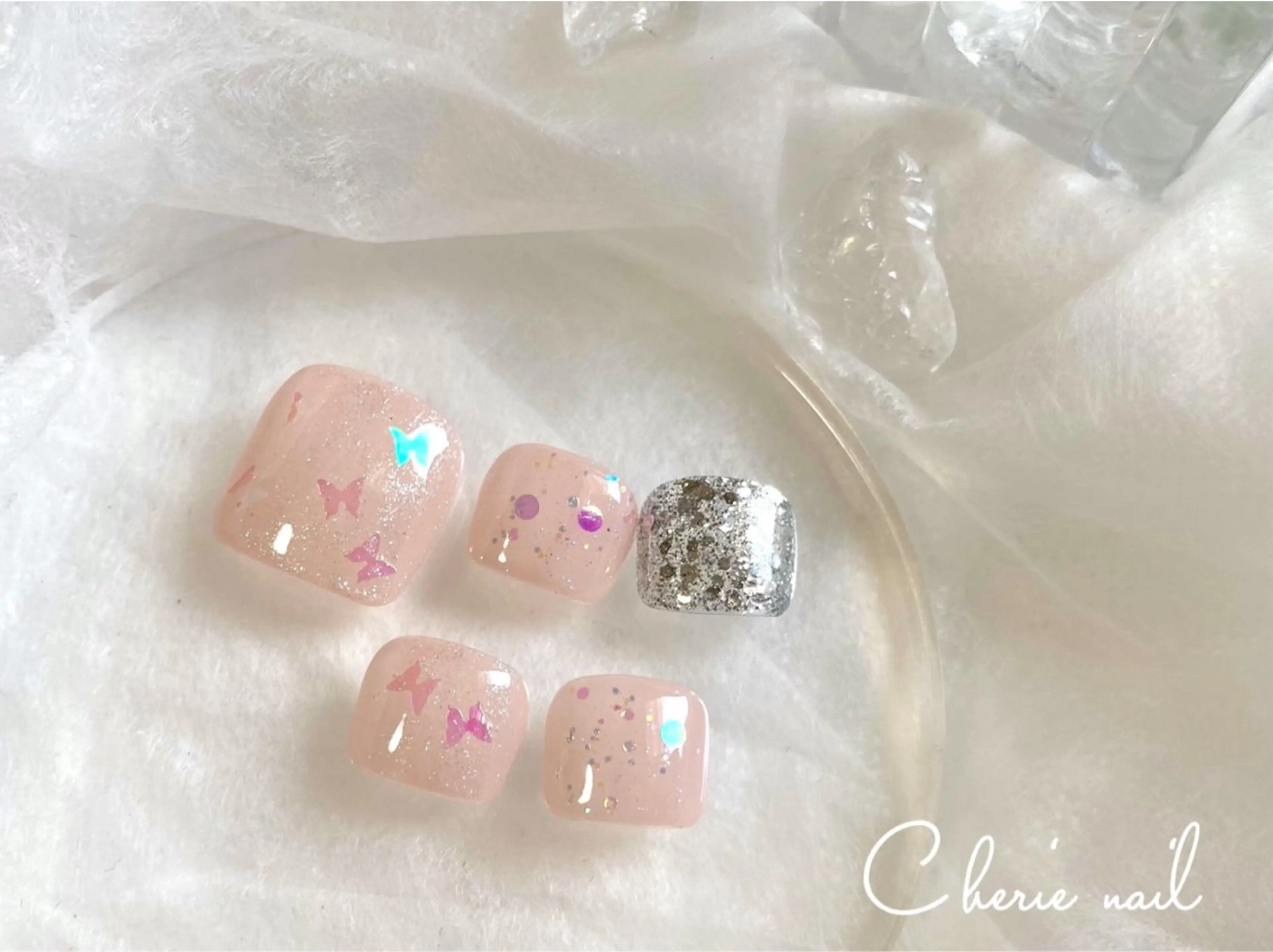ネイル フットネイル ピンク フットネイル Cherienail yunaのネイルデザイン
