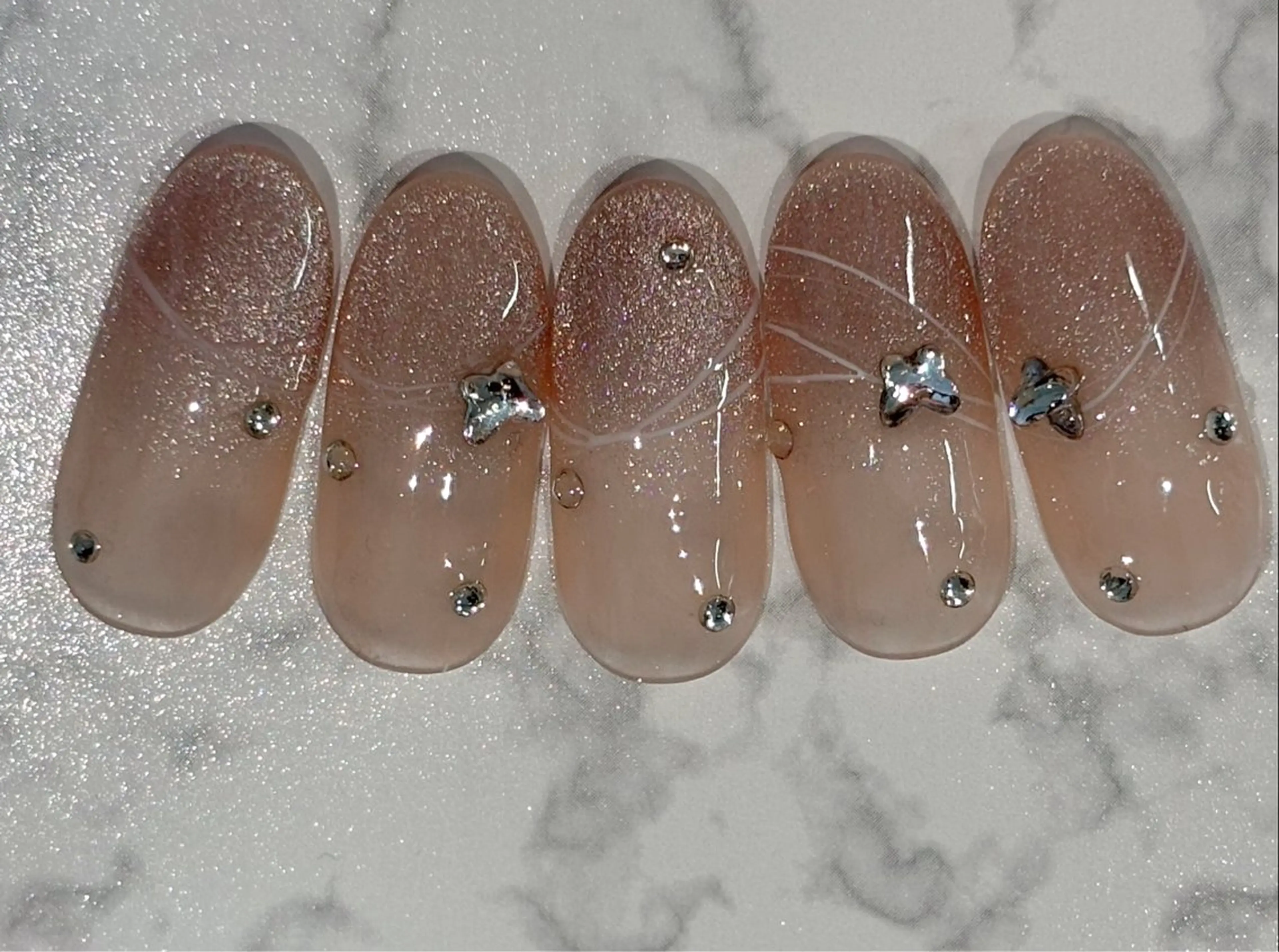 ネイル ハンドネイル H3 Nail Tsuki🦋💙のネイルデザイン