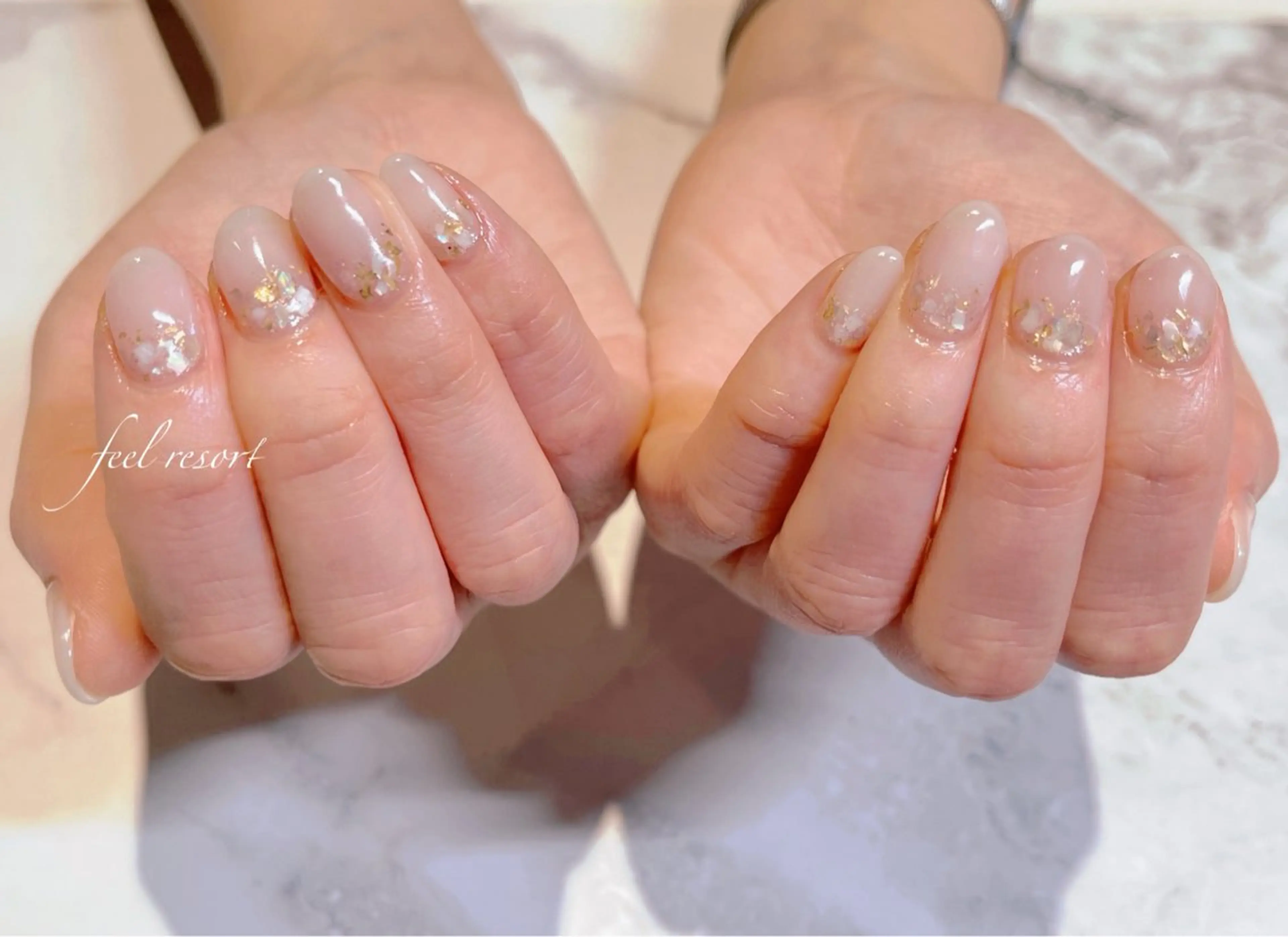 ネイル 長さ出し フットネイル フレンチネイル ジェルネイル ガラスフレンチ Lien（リアン） 銀座駅6分のネイルデザイン