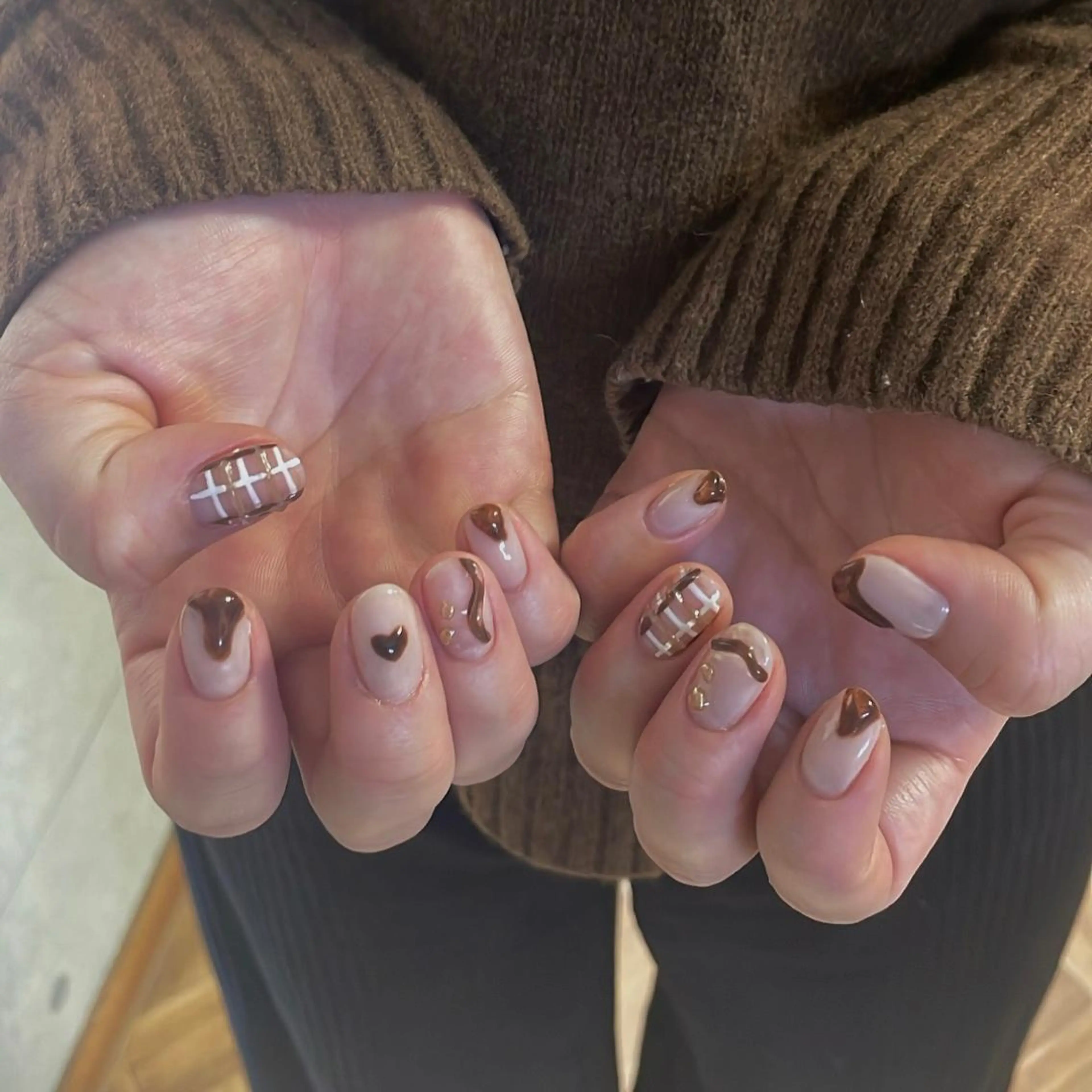 ネイル ブラウン Lofinails ちひろのネイルデザイン