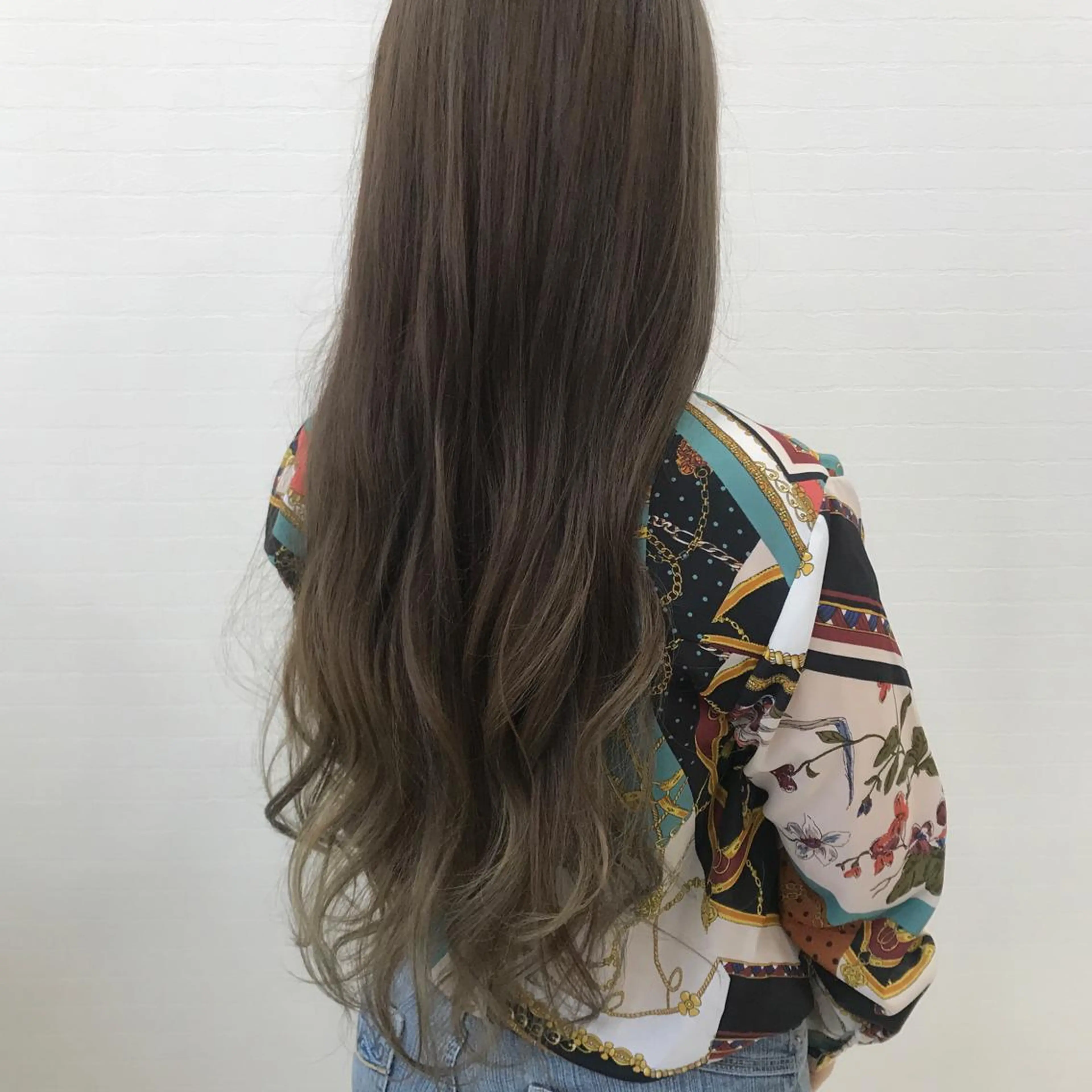 ロング カラー アッシュ グラデーションカラー オリーブアッシュ フラットラッシュ/ LEDマツエク/石原のマツエク・マツパデザイン