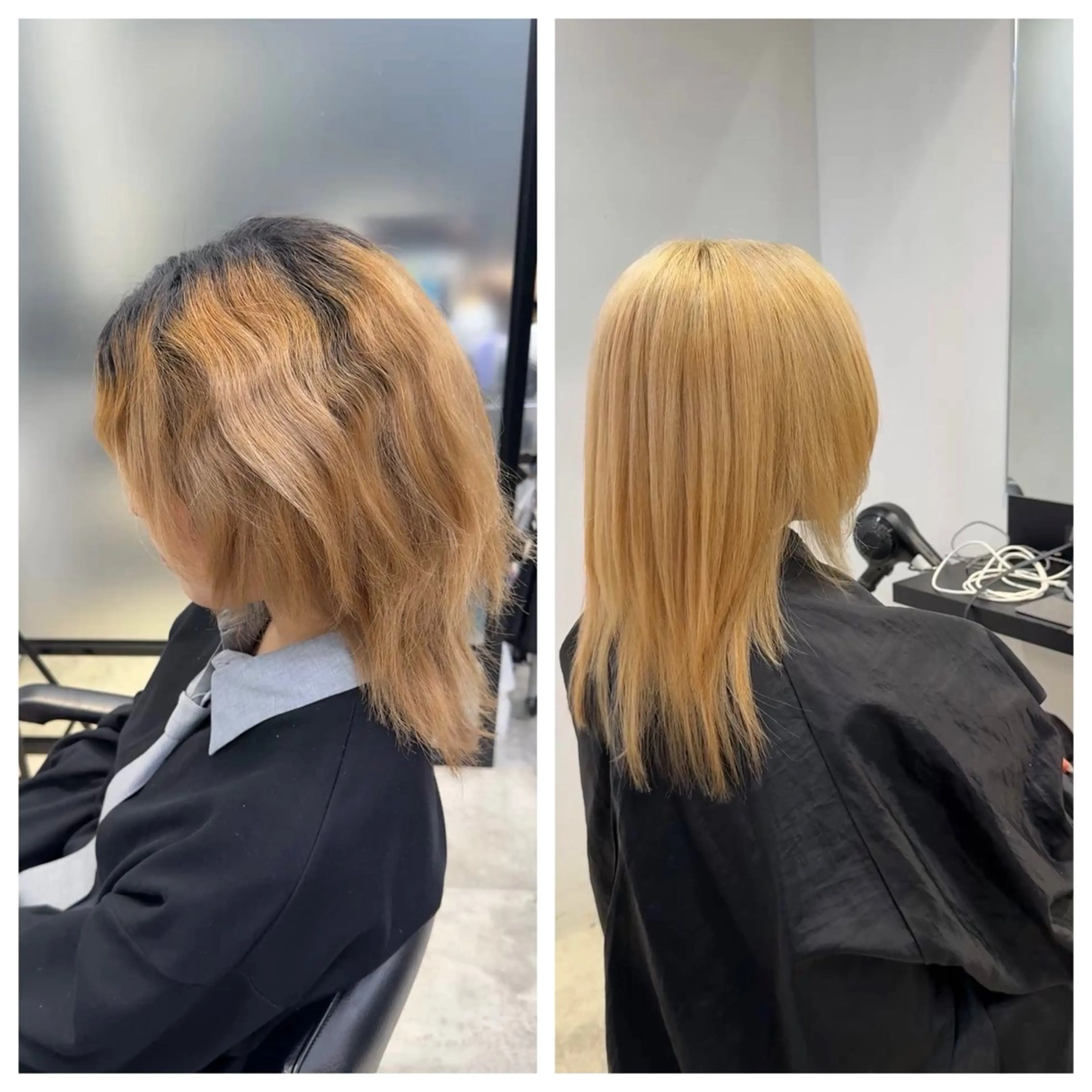 ミディアム 縮毛矯正 ヘアカラー 縮毛矯正 トリートメント け んブリーチ縮毛矯正のヘアスタイル