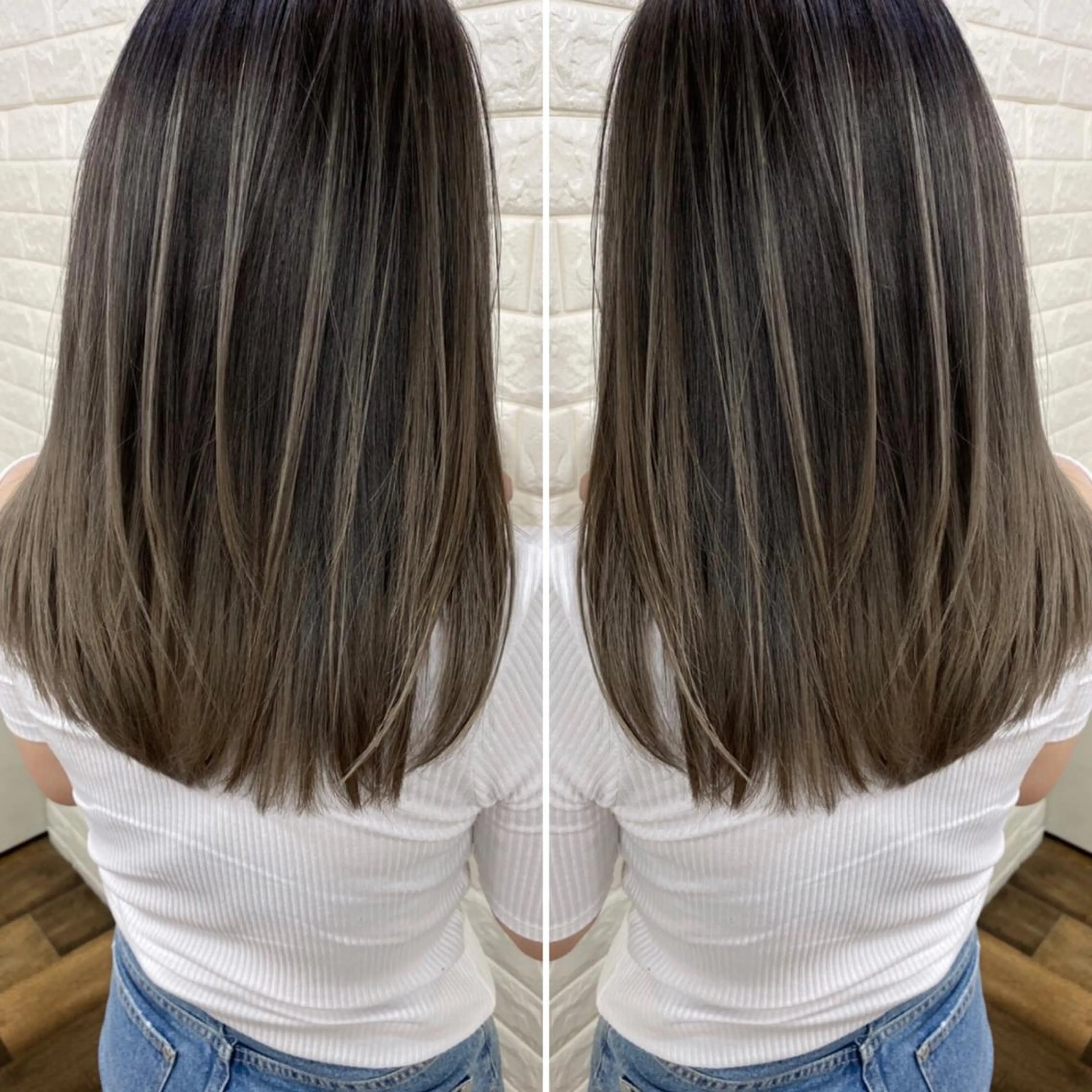 セミロング カラー バレイヤージュ ブリーチ ケアブリーチ 外国人風カラー レイヤーカット ヘアカラー トリートメント famille所属・famille ファミーユのヘアスタイル