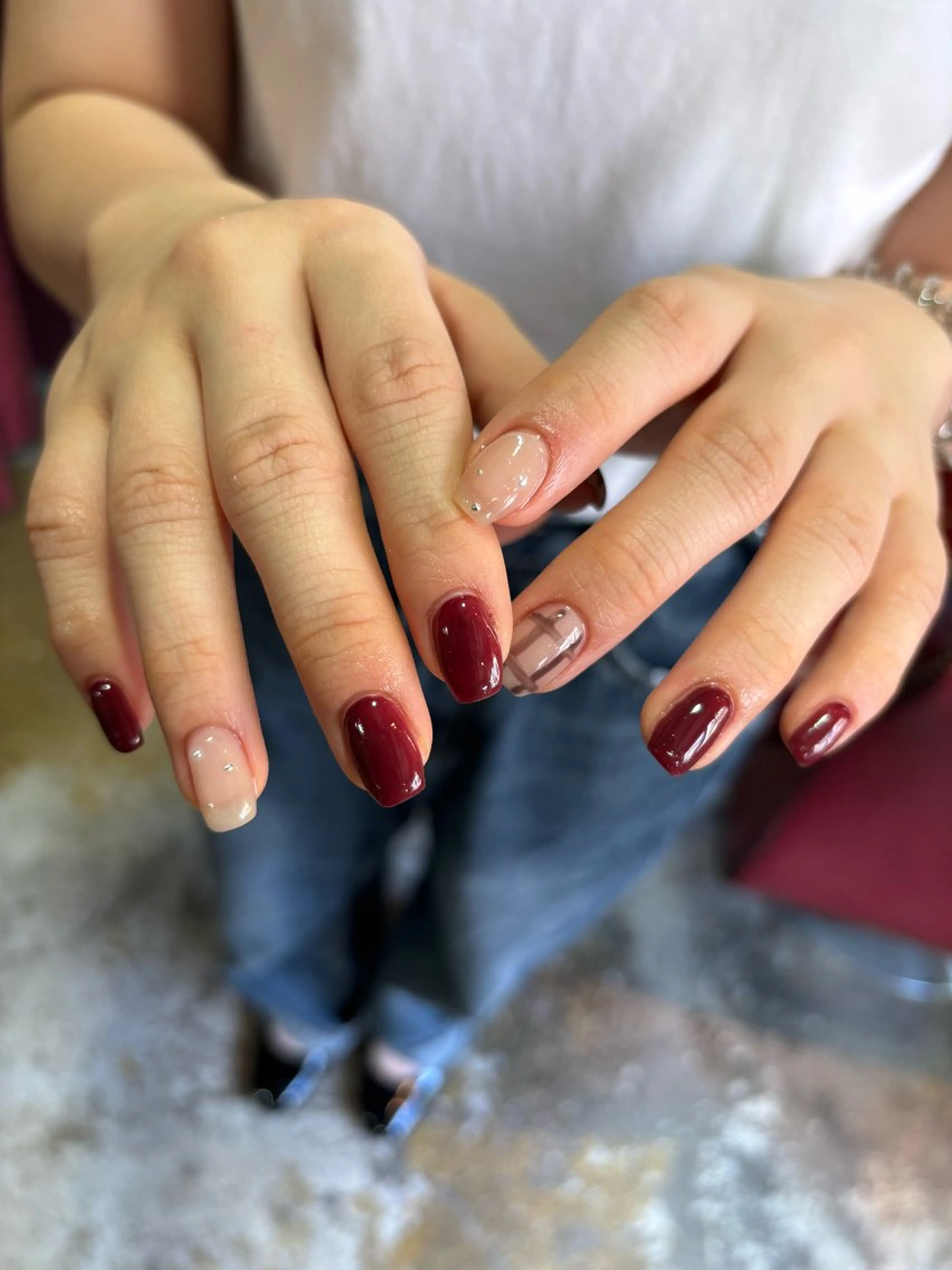 ネイル フレンチネイル ジェルネイル 韓国ネイル ロングネイル ストーンネイル ハンドネイル Nailstudio Hulmのネイルデザイン