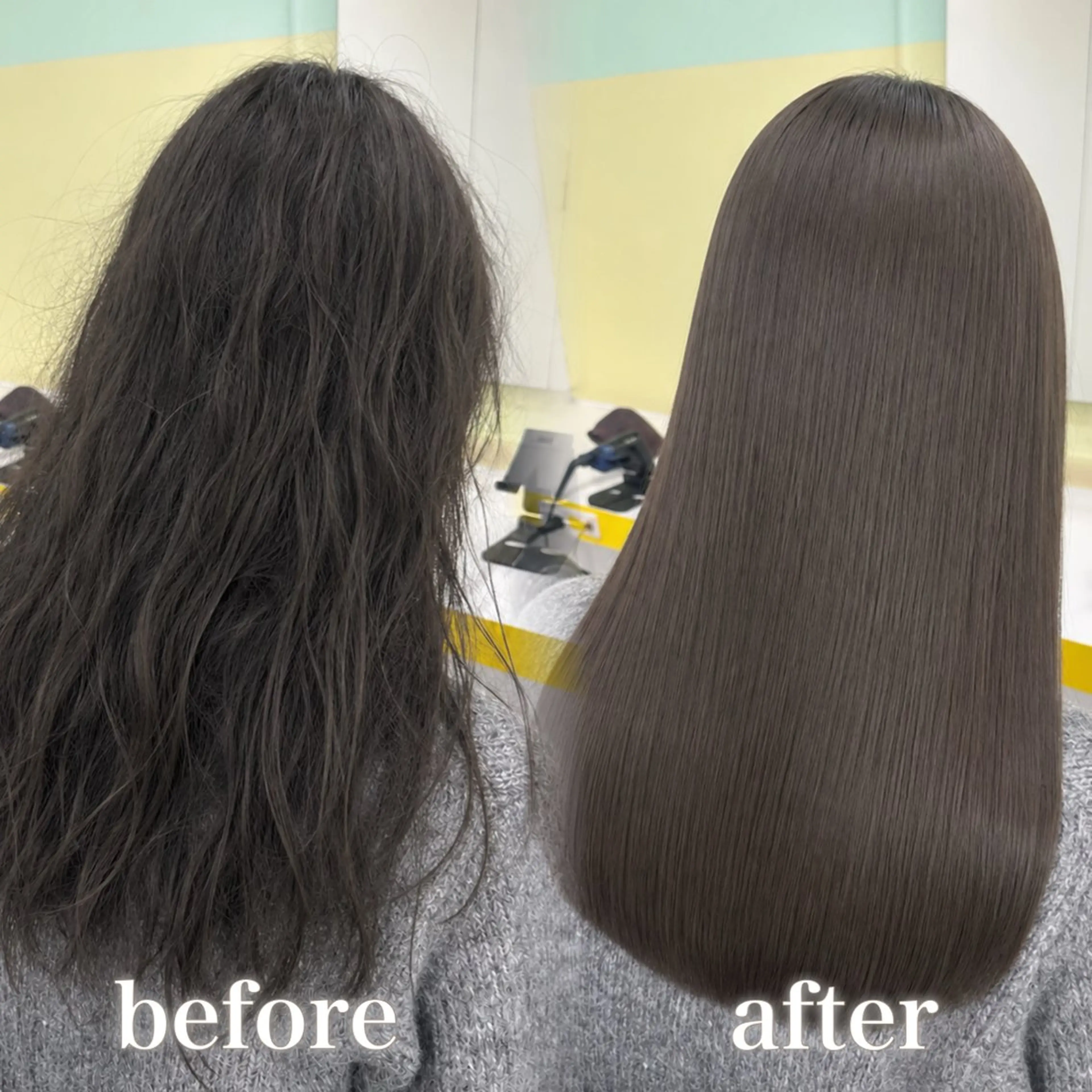 カラー カット 縮毛矯正 トリートメント ブリーチ縮毛矯正加藤 赤み無し透明感ヘアのヘアスタイル