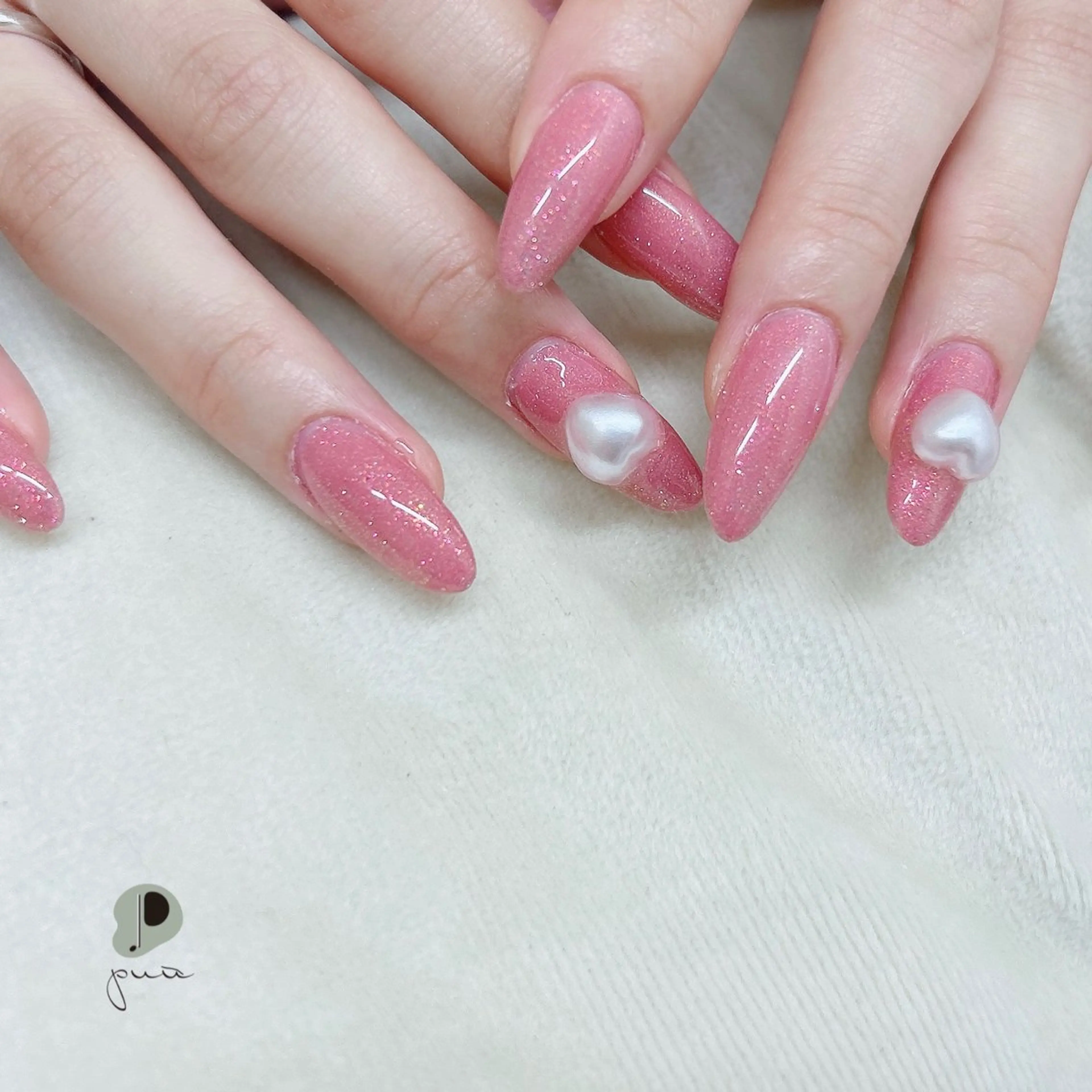 ネイル フラッシュネイル ハート ワンカラーネイル スカルプネイル ハンドネイル Nail salon puu kyotoのネイルデザイン