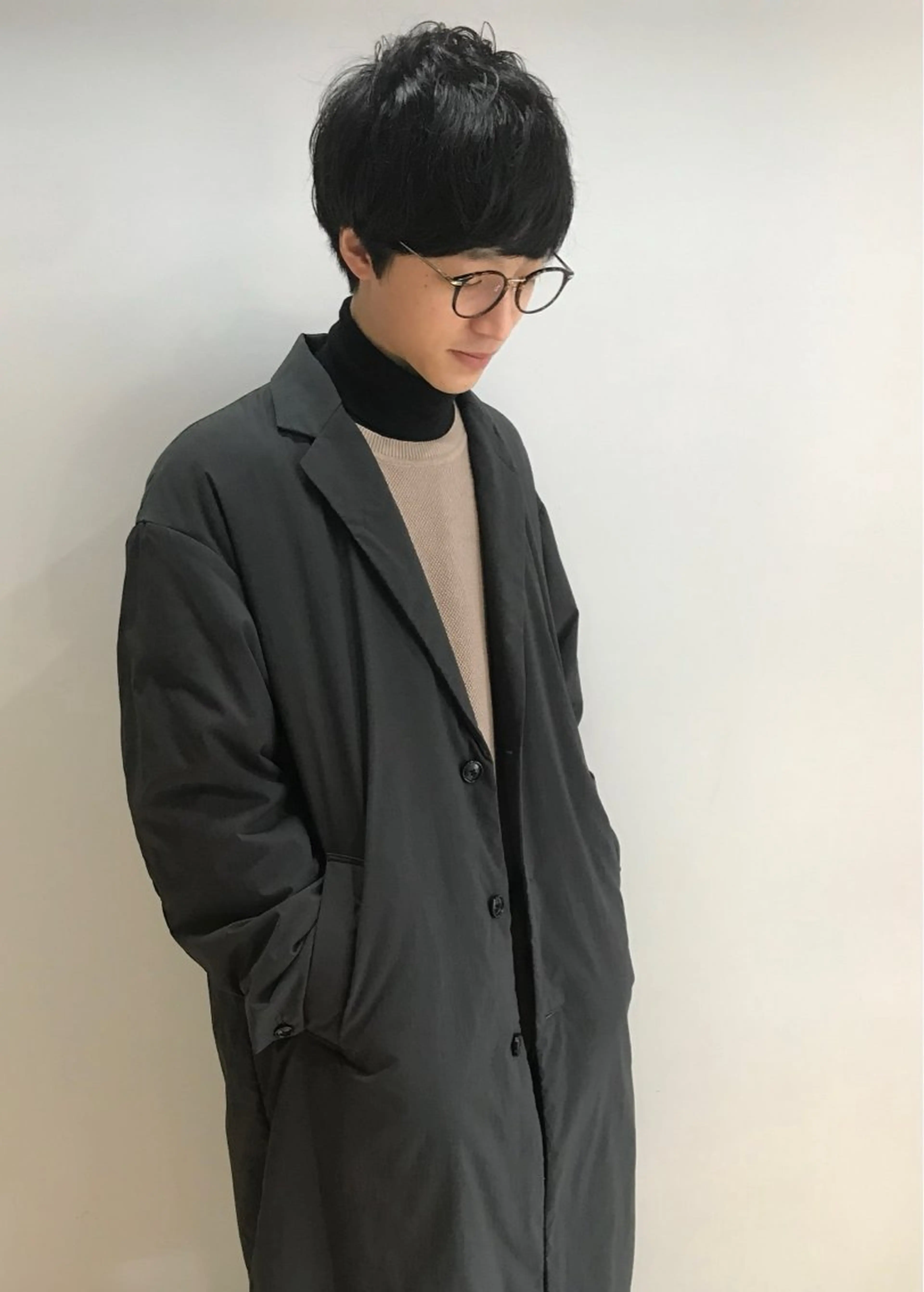 メンズ カット パーマ ヘッドスパ 髪質改善✨透明感カラ ー🌈シエルブルーのヘアスタイル