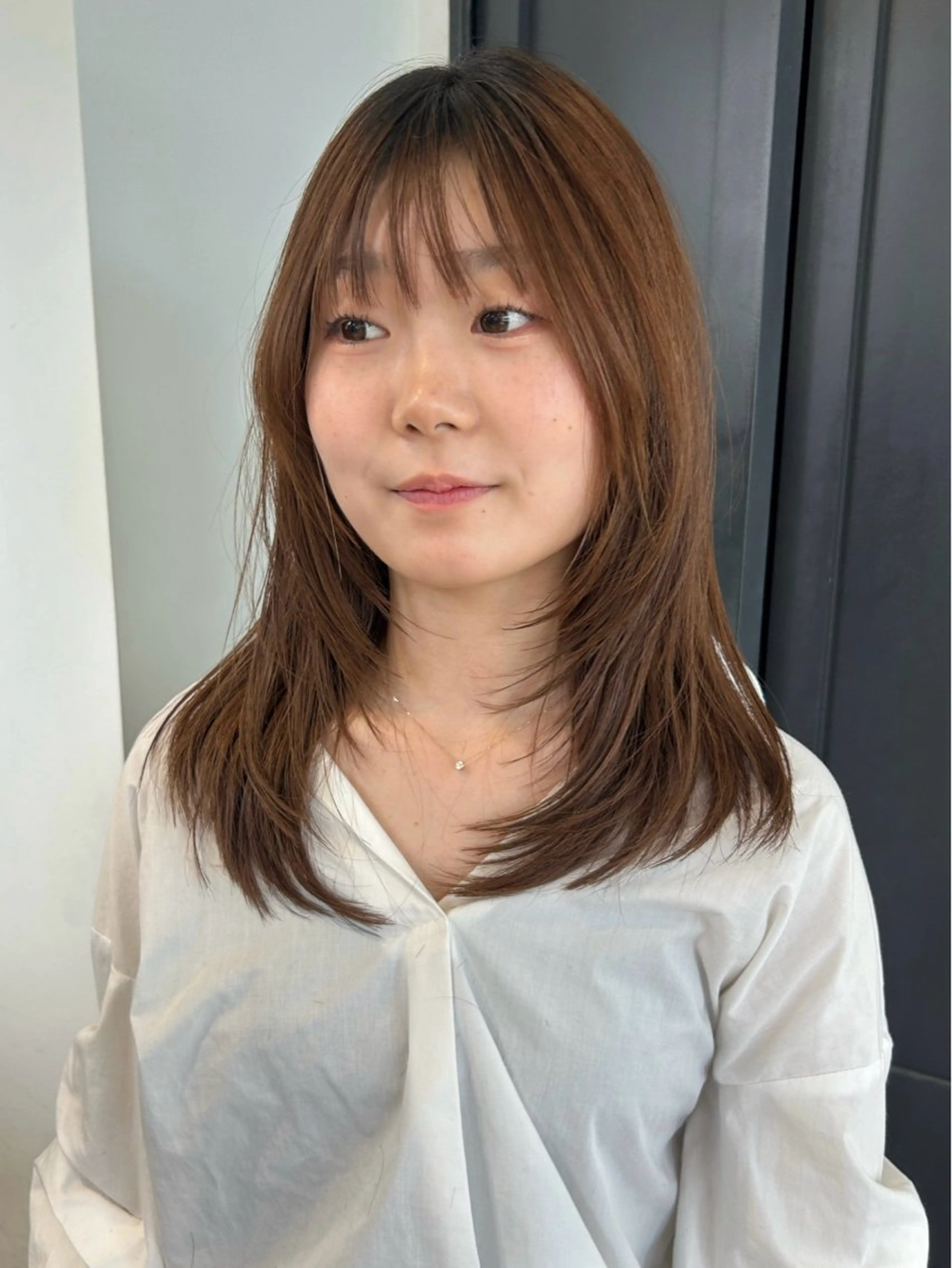 セミロング カラー パーマ メンズ カット レイヤー/透明感/ ブリーチなし/わかなのヘアスタイル