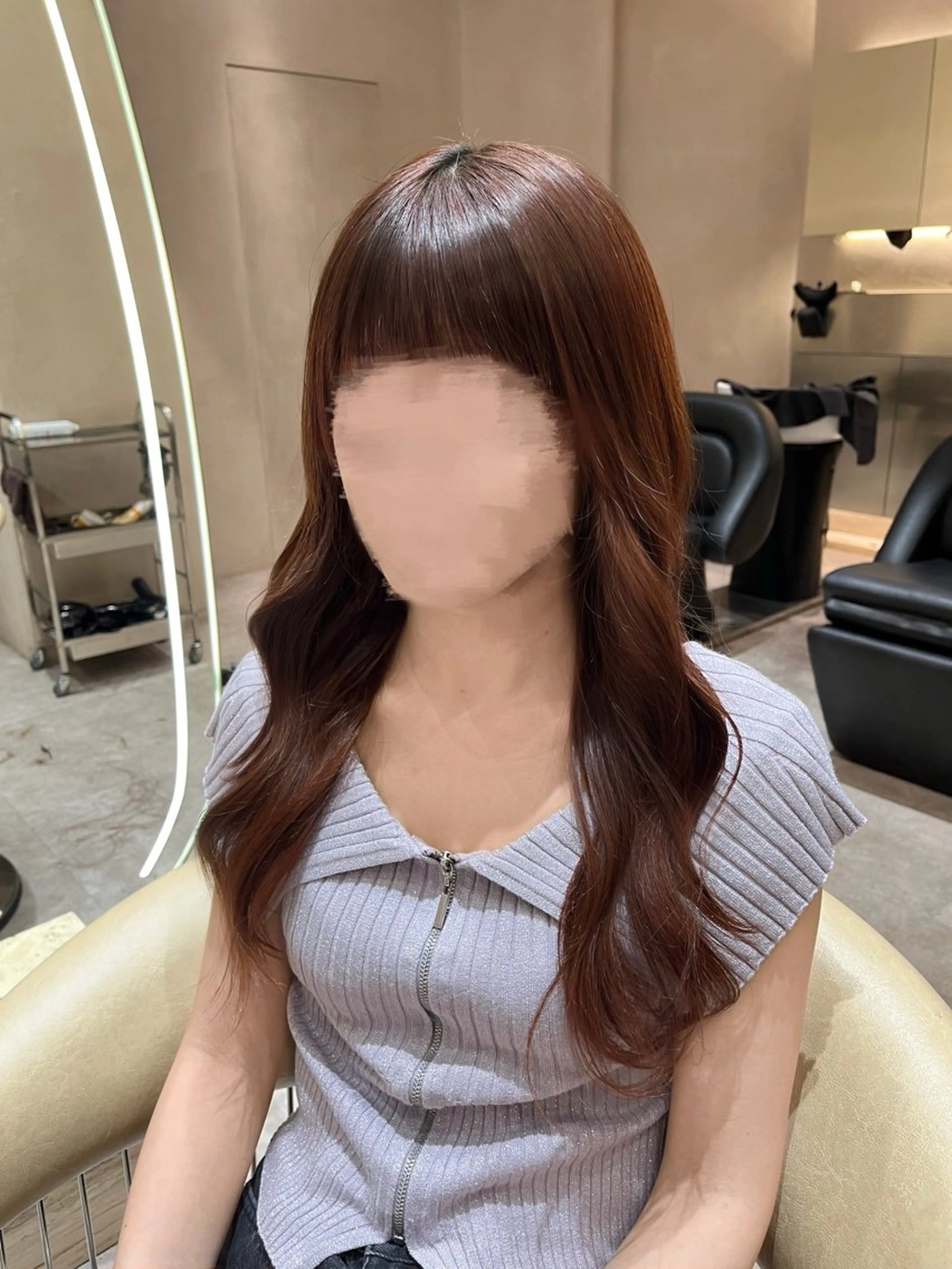 セミロング カット 顔周りカット/ 透明感カラー/ユナのヘアスタイル